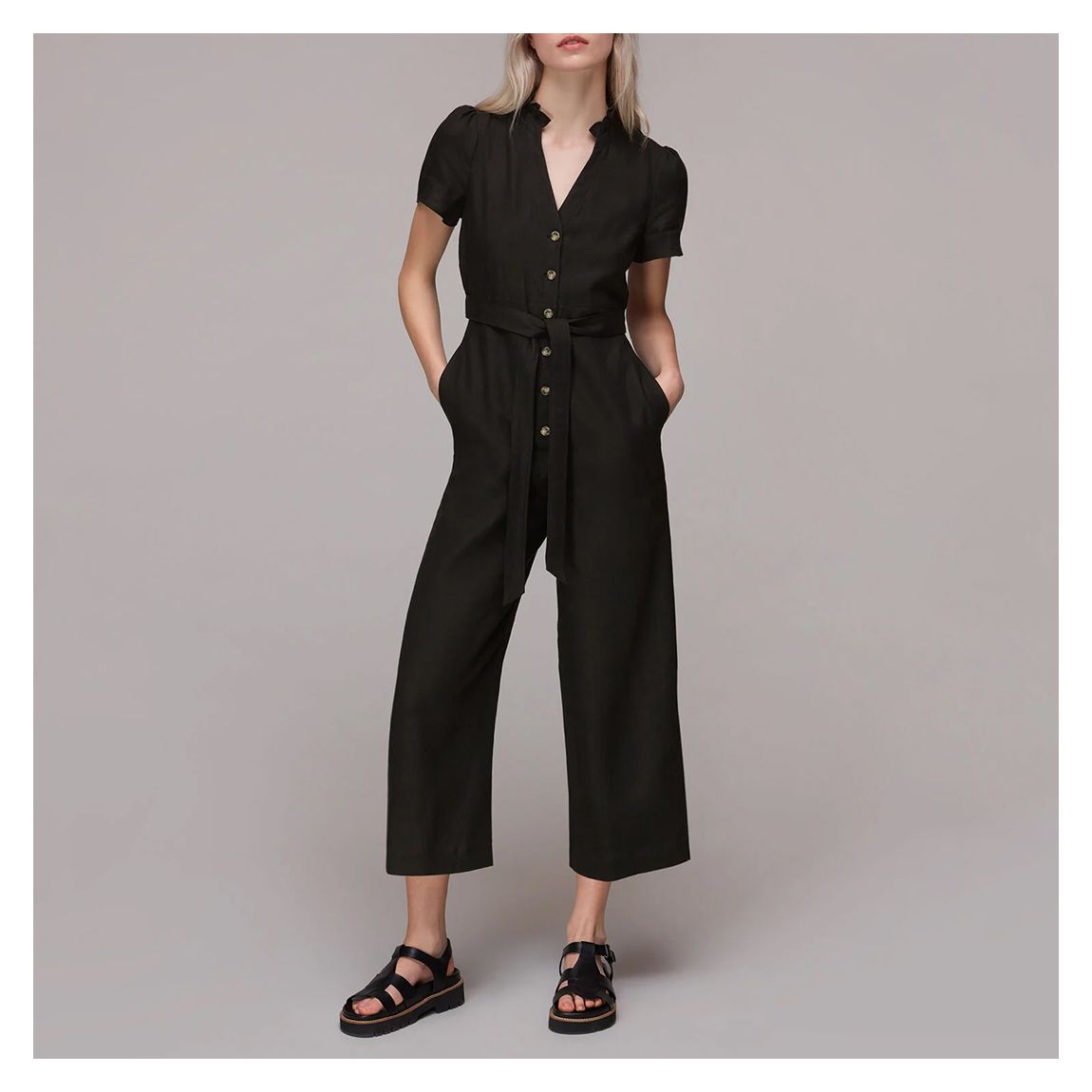 Black Emmie Linen Jumpsuit main product photo