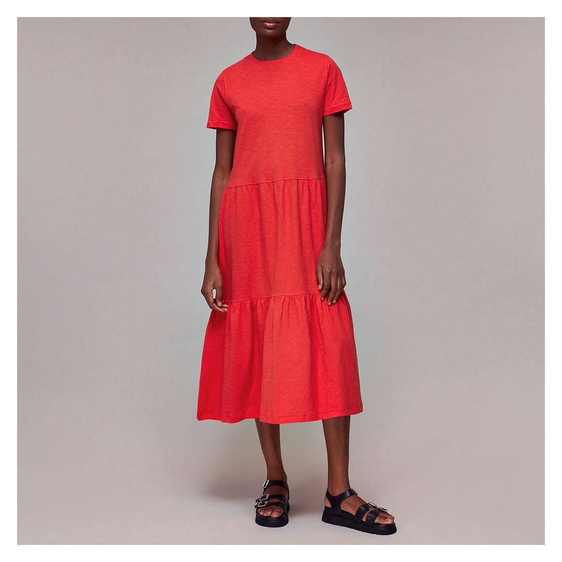 Red Petite Tiered Jersey Dress main product photo
