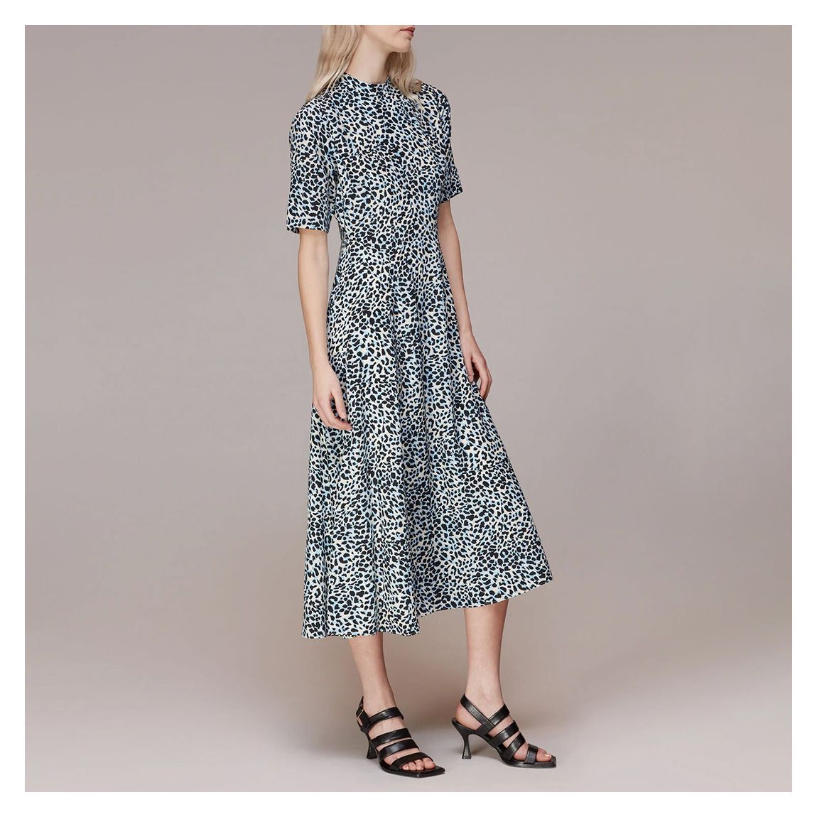 Blue Abstract Animal Print Silk Dress main product photo