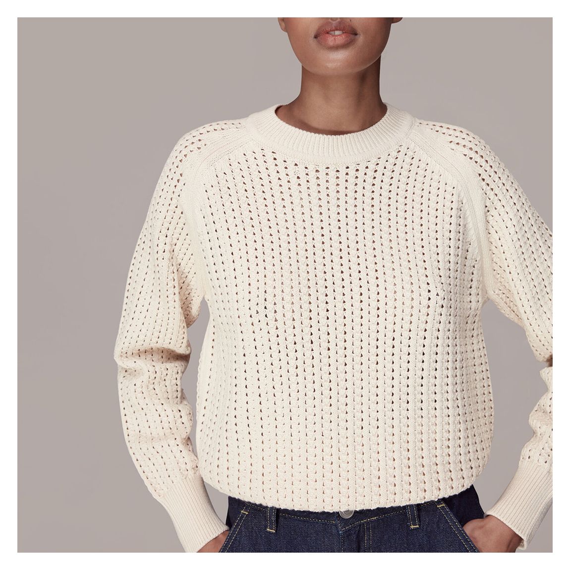 Cream Pointelle Cotton Jumper main product photo