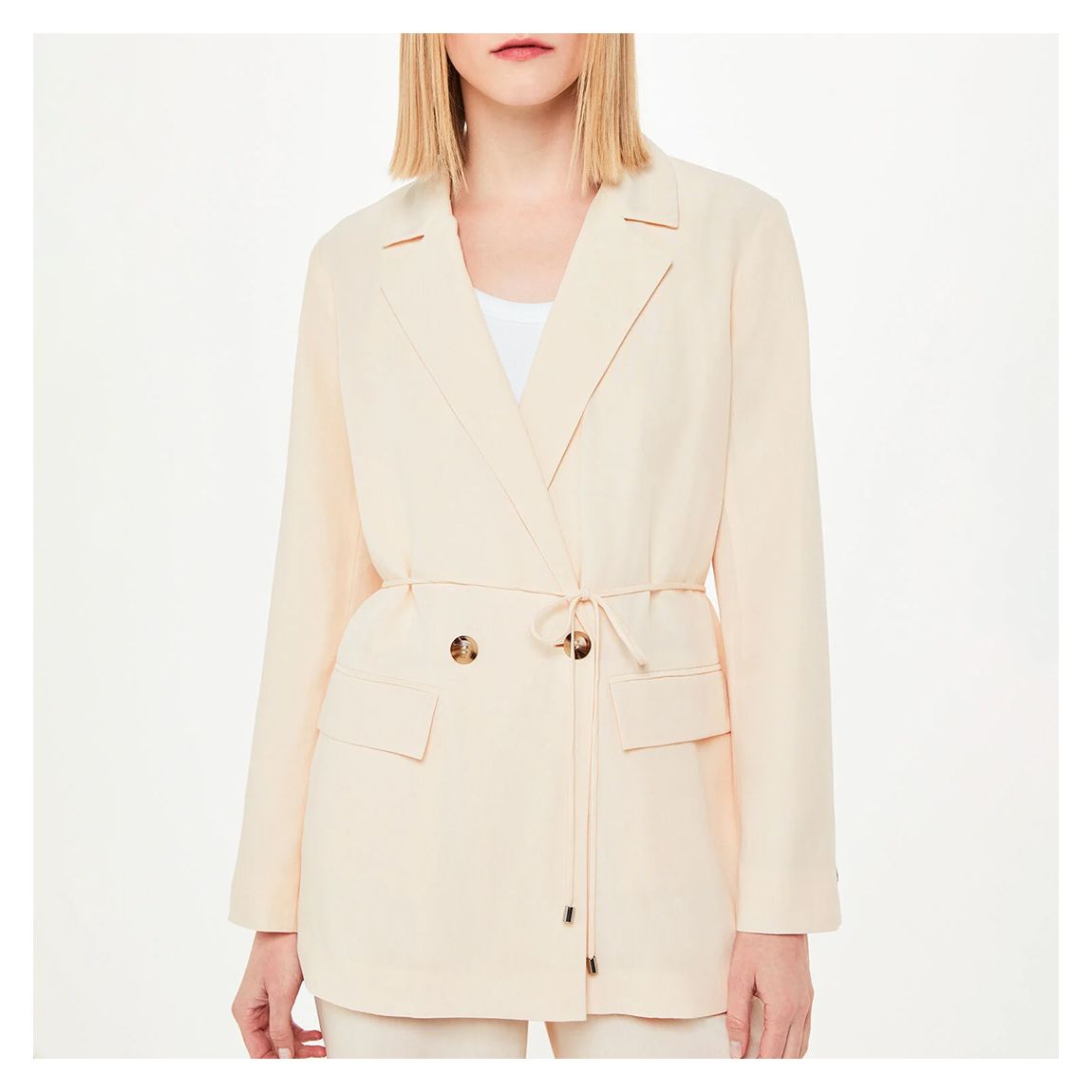 Nude Jade Tie Front Linen Blazer main product photo