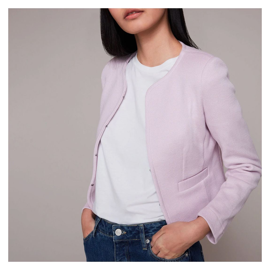 Lilac Collarless Cotton Jacket main product photo