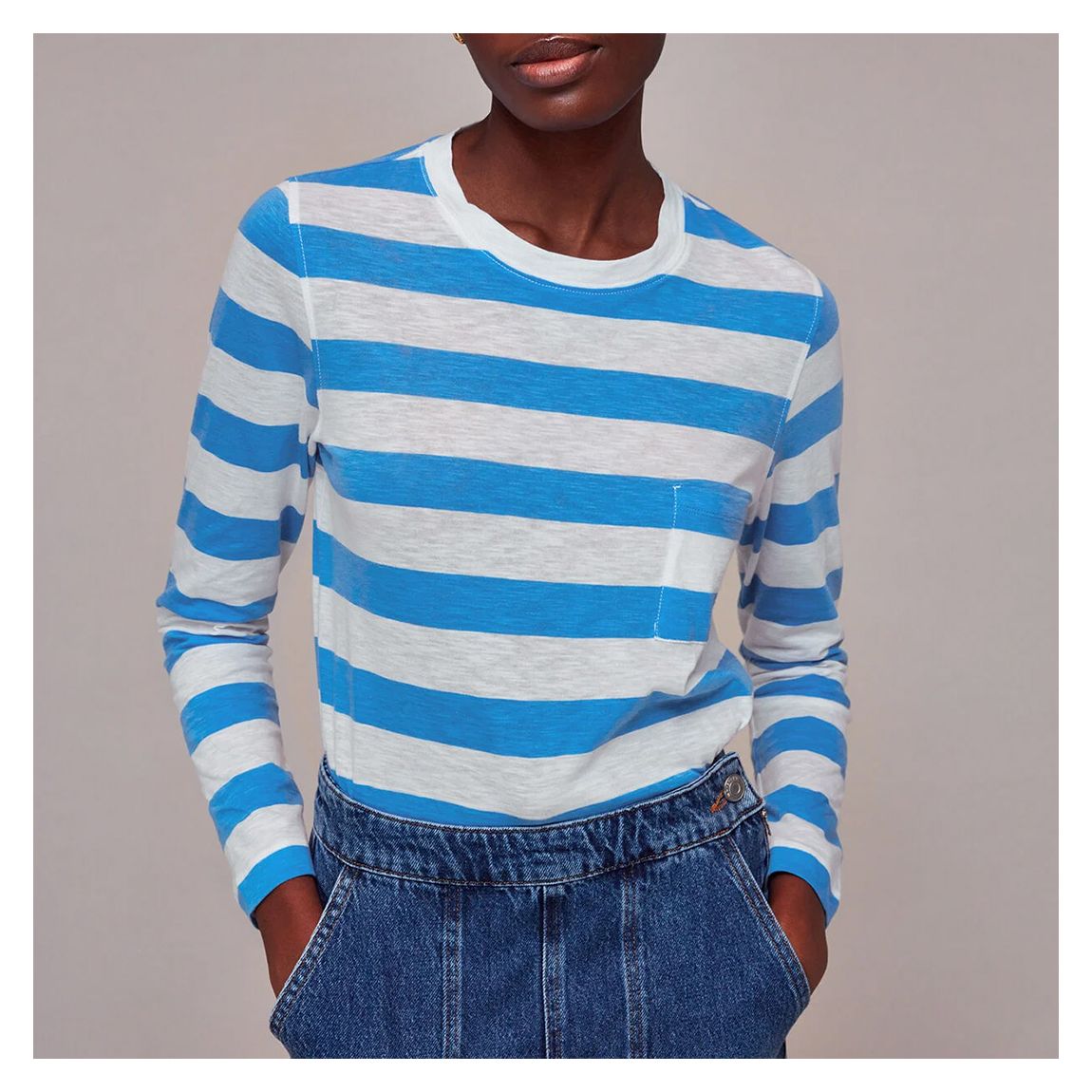 Blue/White Stripe Cotton Top main product photo