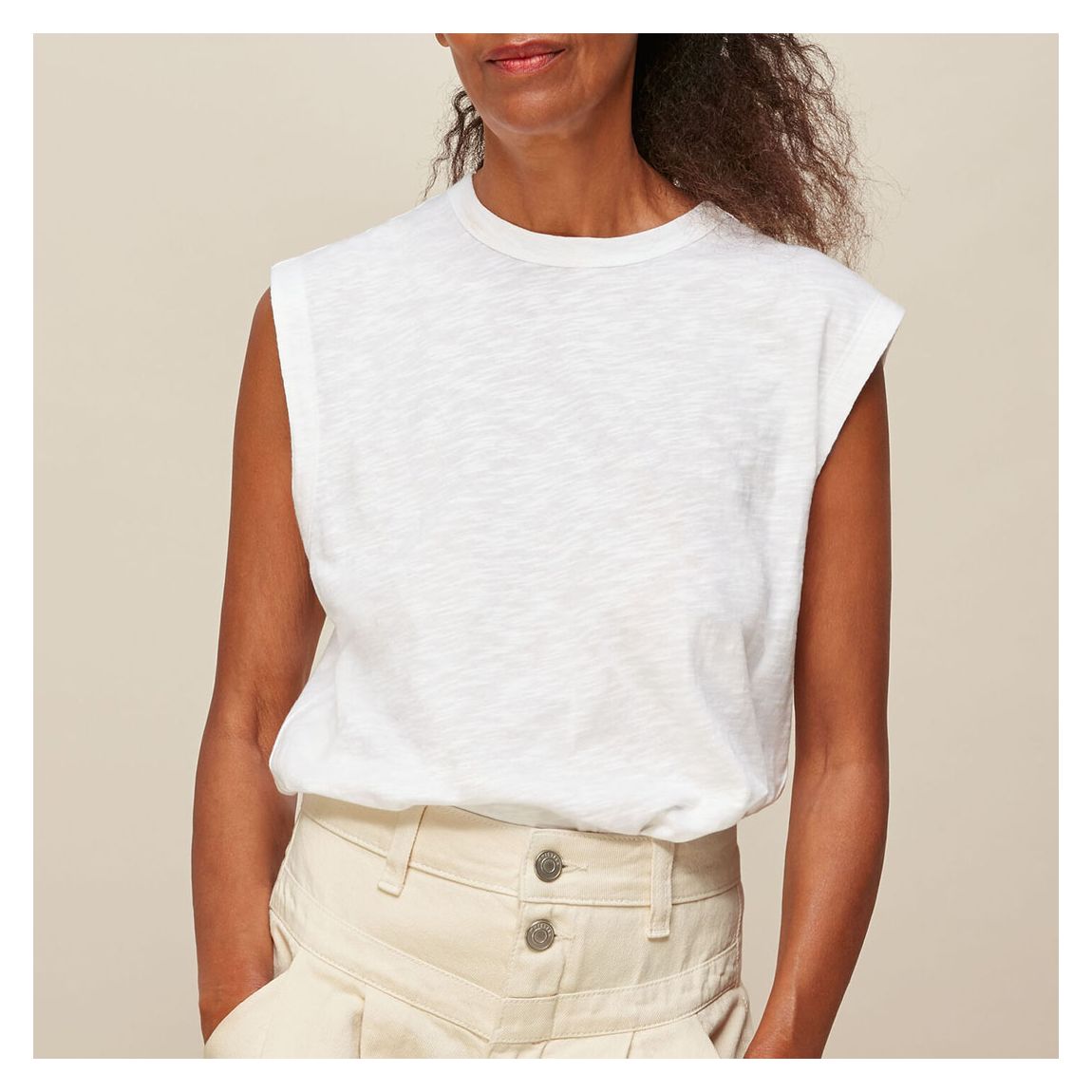 White Easy Muscle Cotton Vest Top main product photo