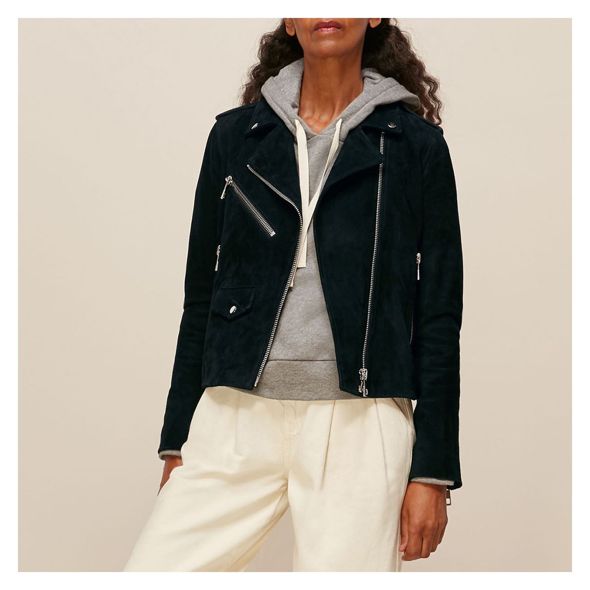Black Suede Agnes Leather Jacket main product photo