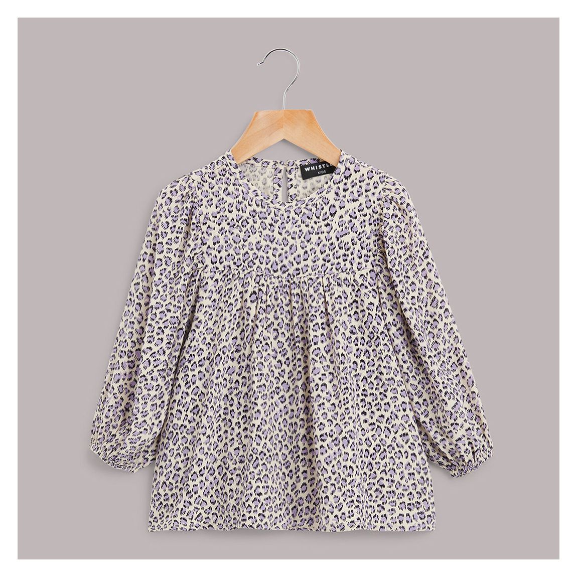 Girl's Lilac Animal Print Wren Sleeve Top main product photo