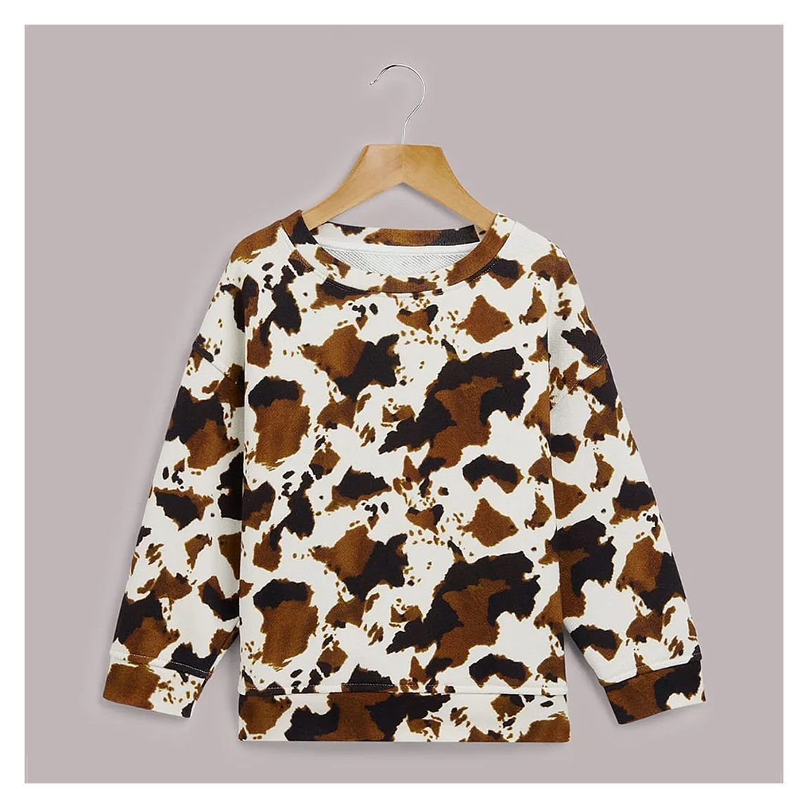 Girl'sBrown Cow Print Cotton Sweatshirt main product photo