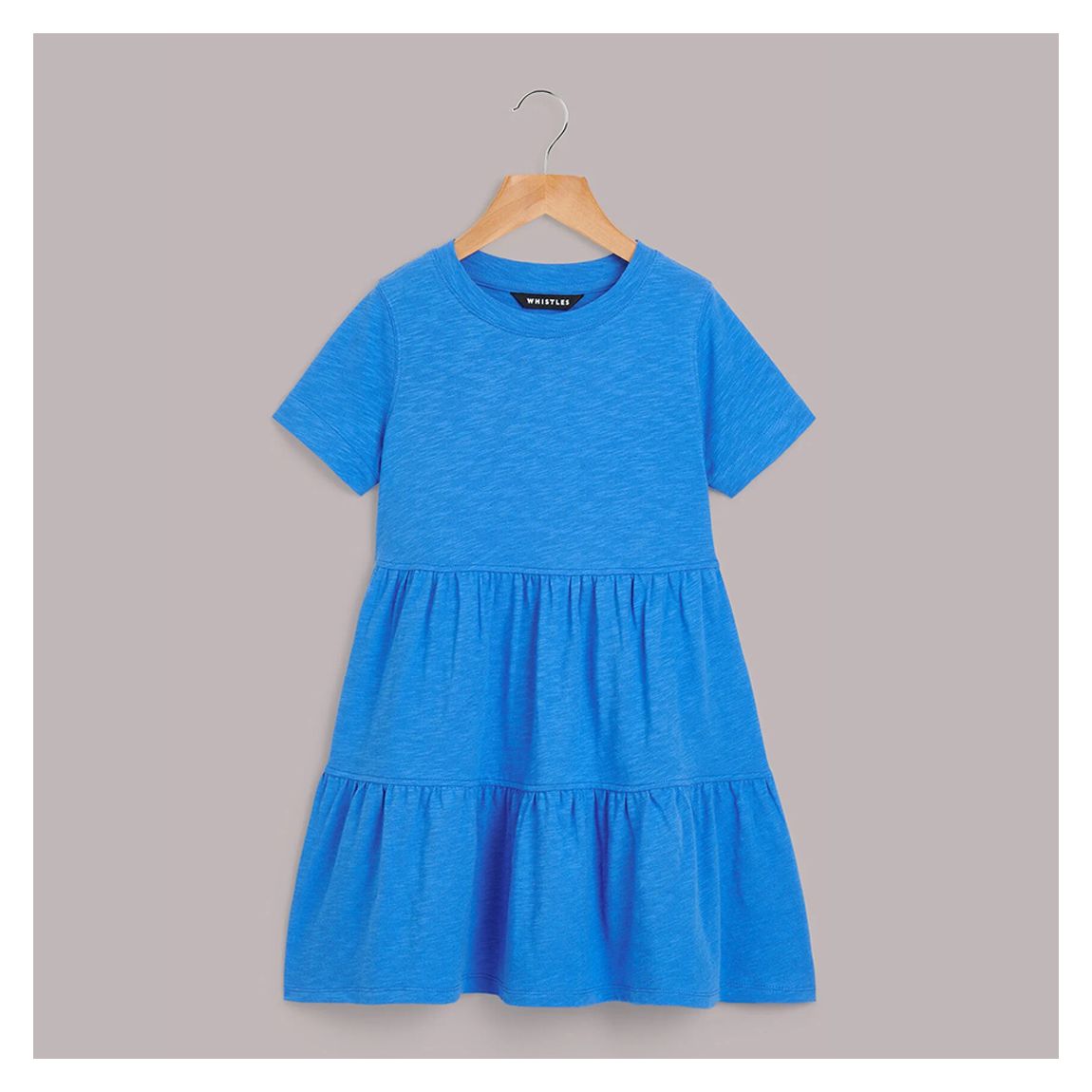 Girl's Blue Tiered Cotton Dress main product photo