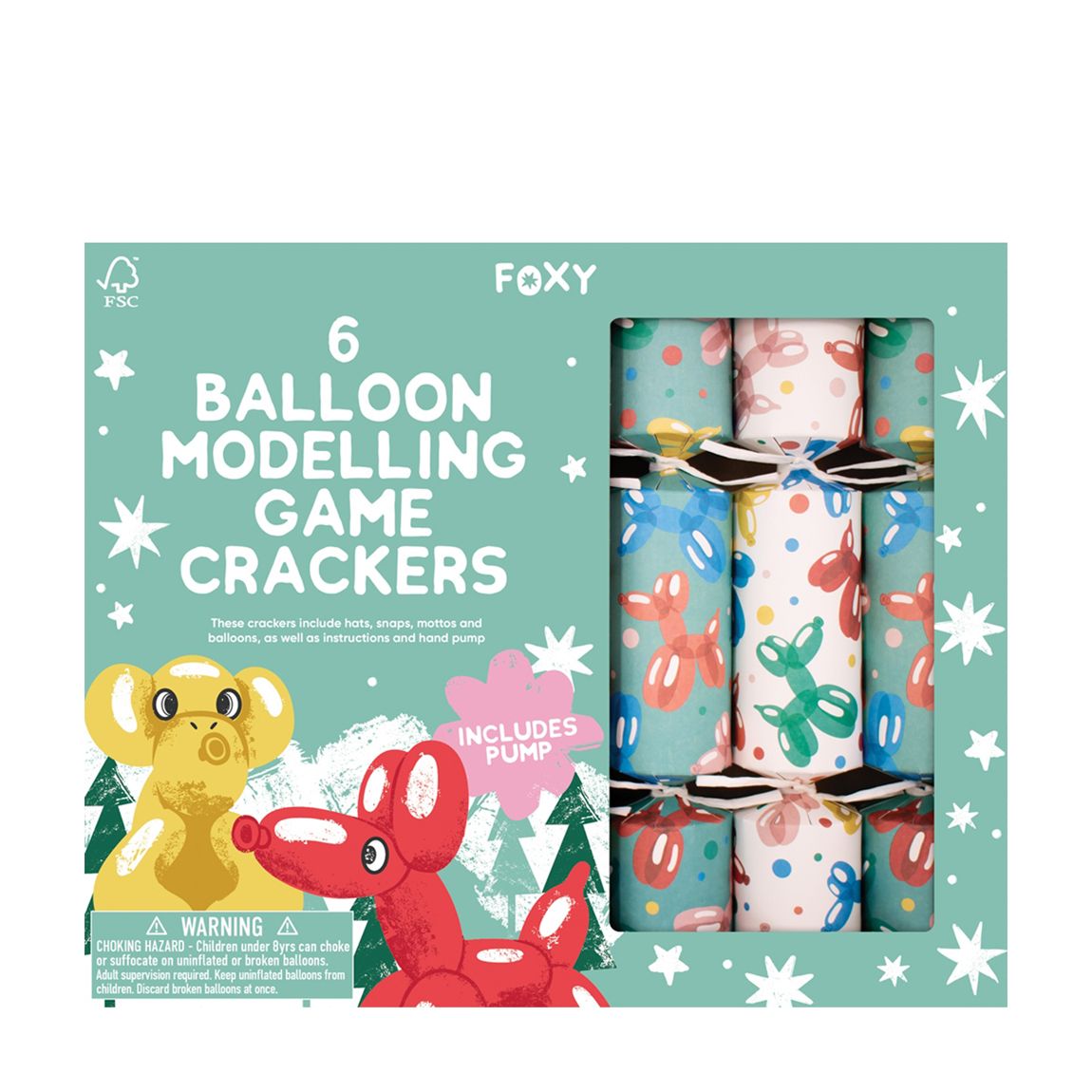 Set Of 6 Balloon Modelling Christmas Crackers main product photo