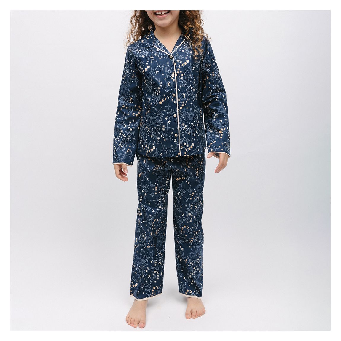 Navy Cosmo Girls Celestial Print Pyjama Set main product photo