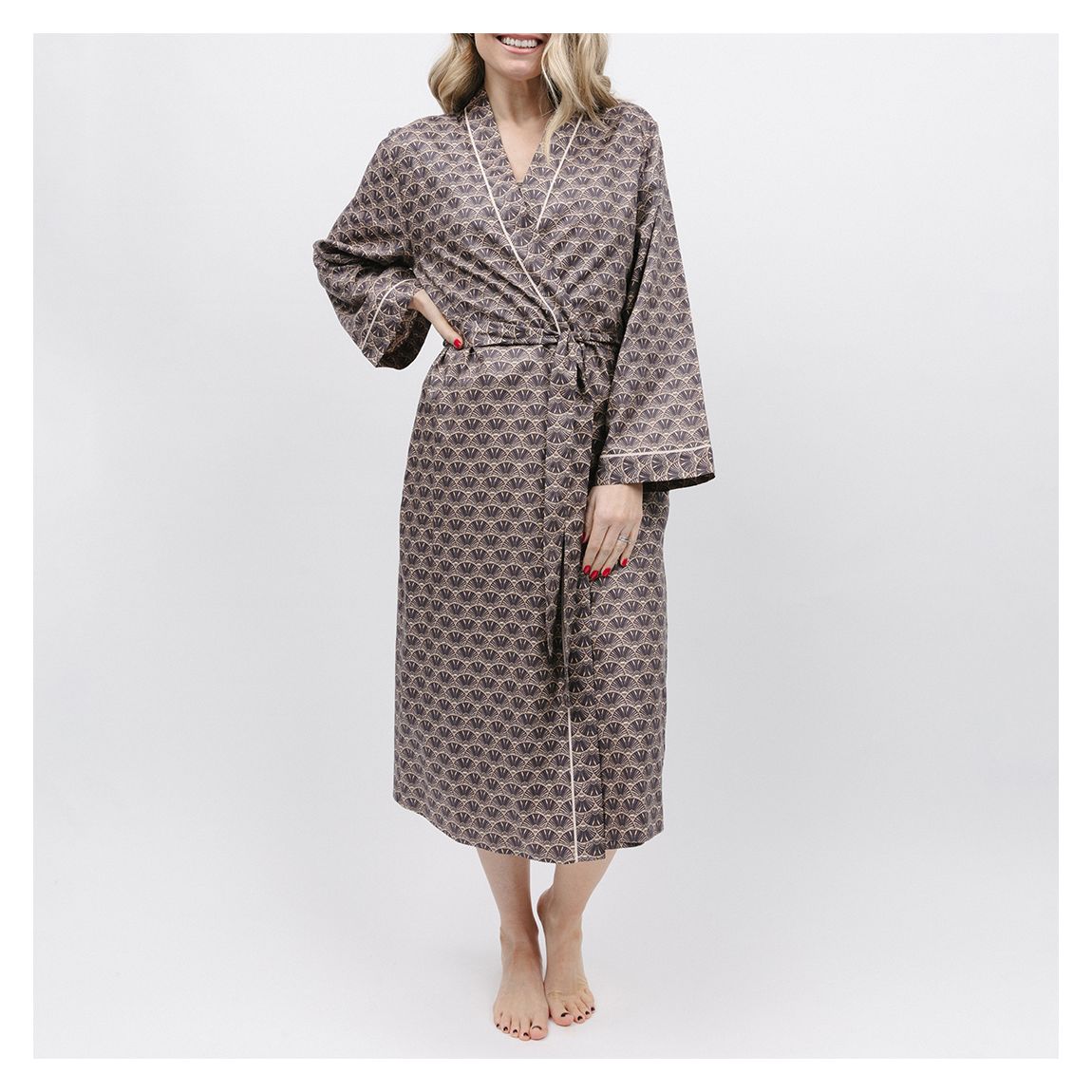 Beige Lana Geo Print Dressing Gown main product photo