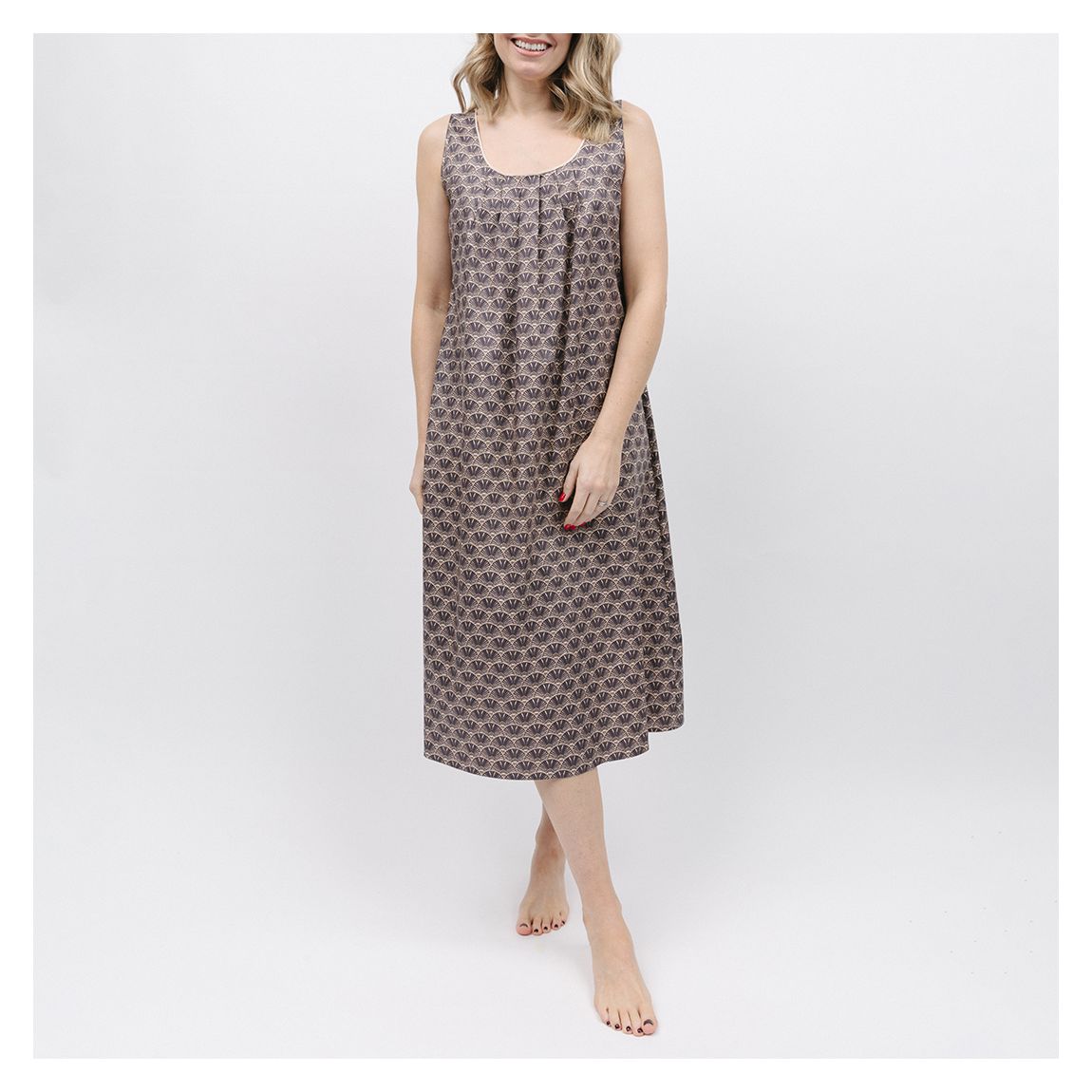 Beige Lana Geo Print Nightdress main product photo
