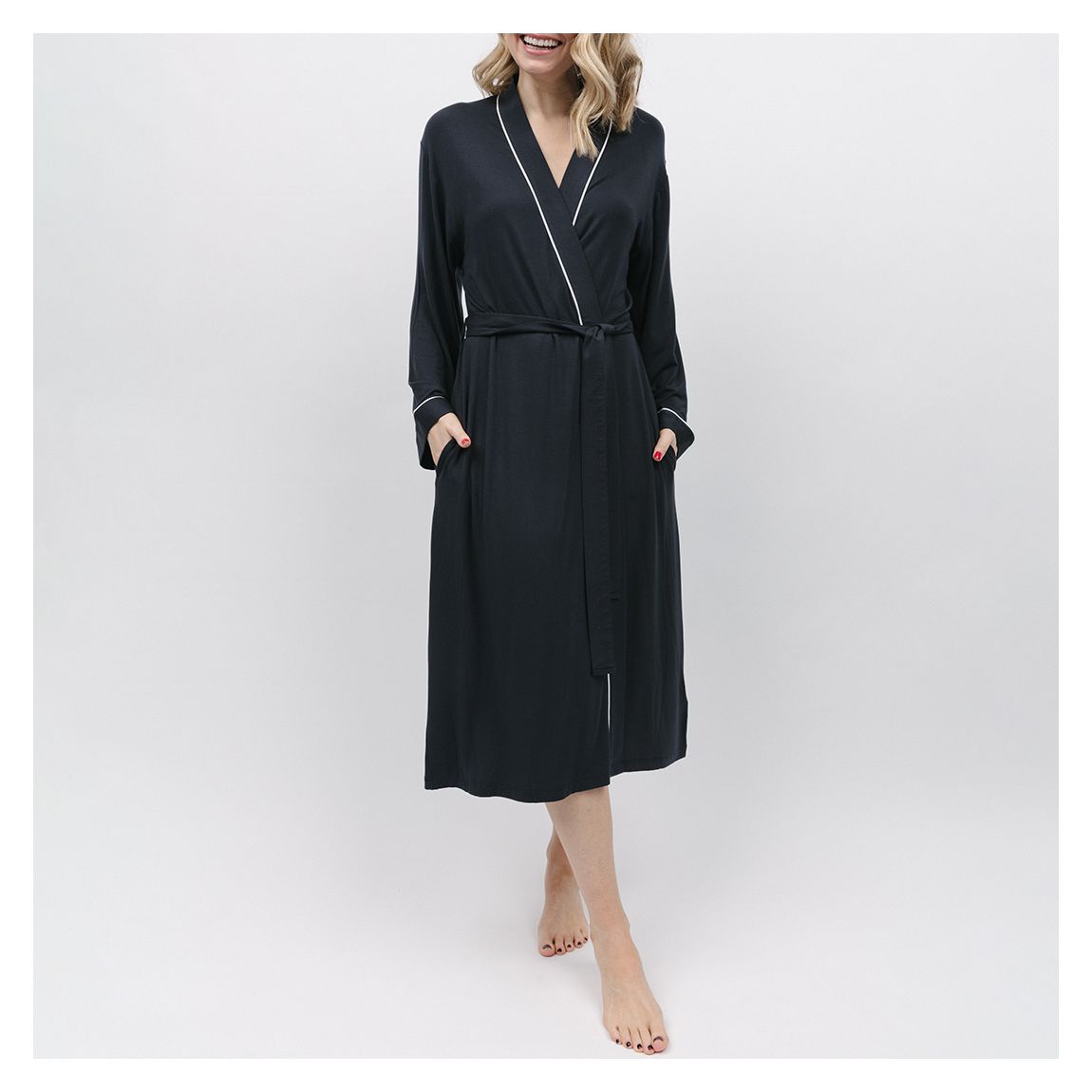 Black Nicole Jersey Long Dressing Gown main product photo