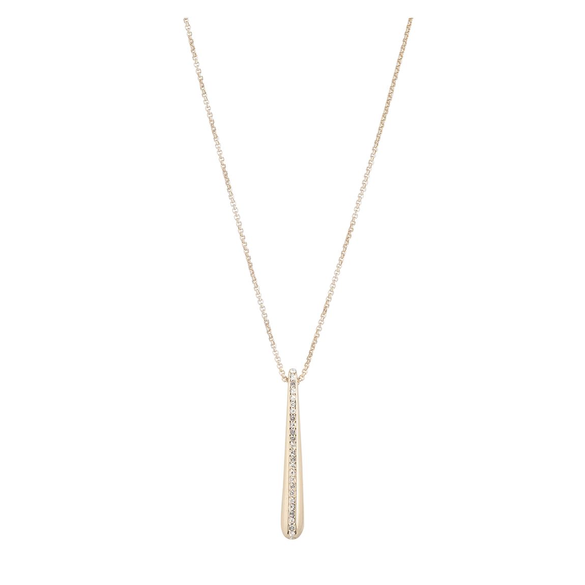 Gold and Crystal Sculpted Metal Pendant Necklace main product photo
