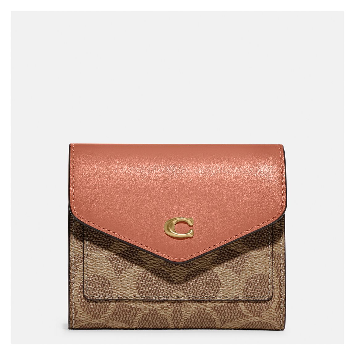 Tan colourblock Coated Canvas Signature Wyn Small Wallet main product photo