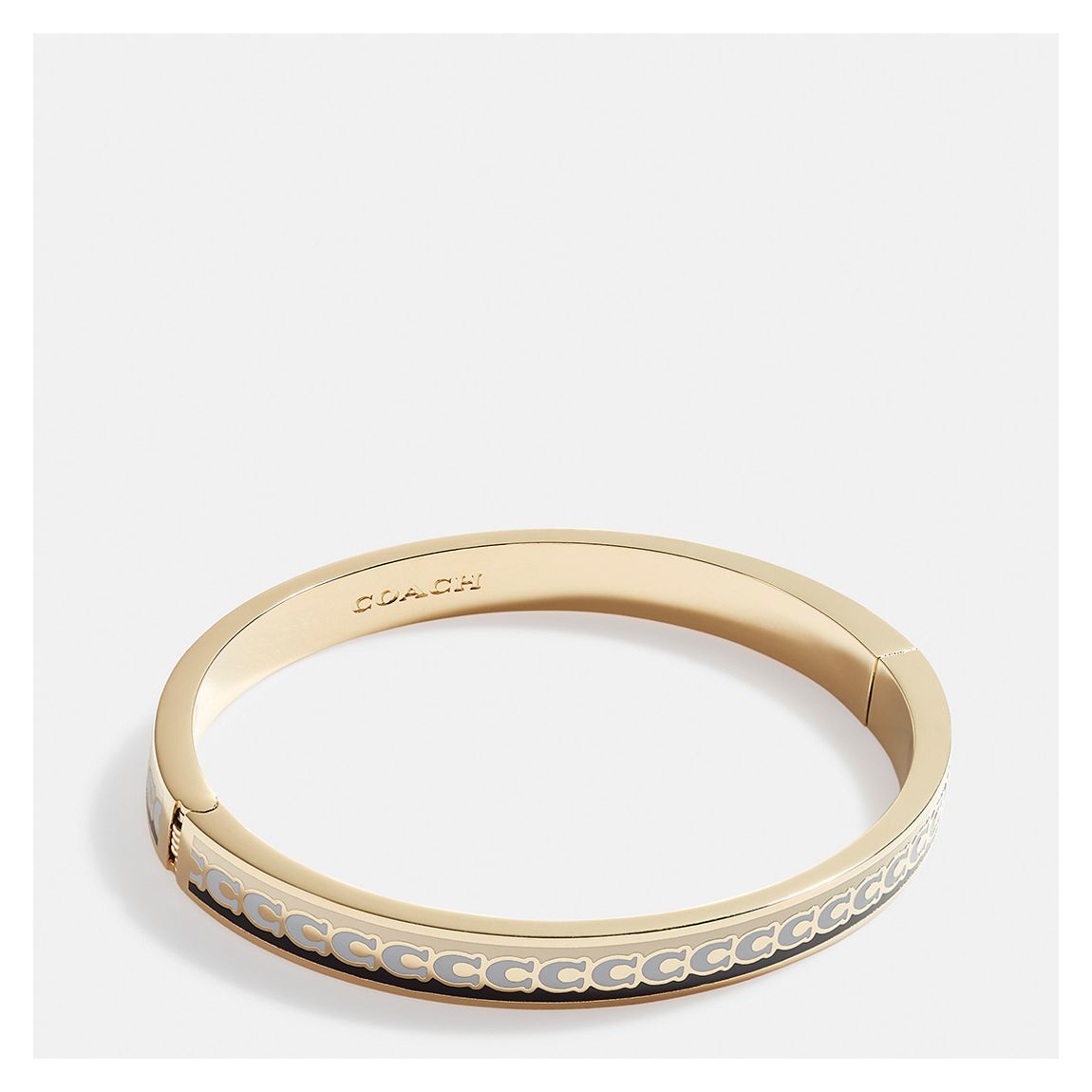 Gold 6 mm Enamel C Hinged Bangle main product photo
