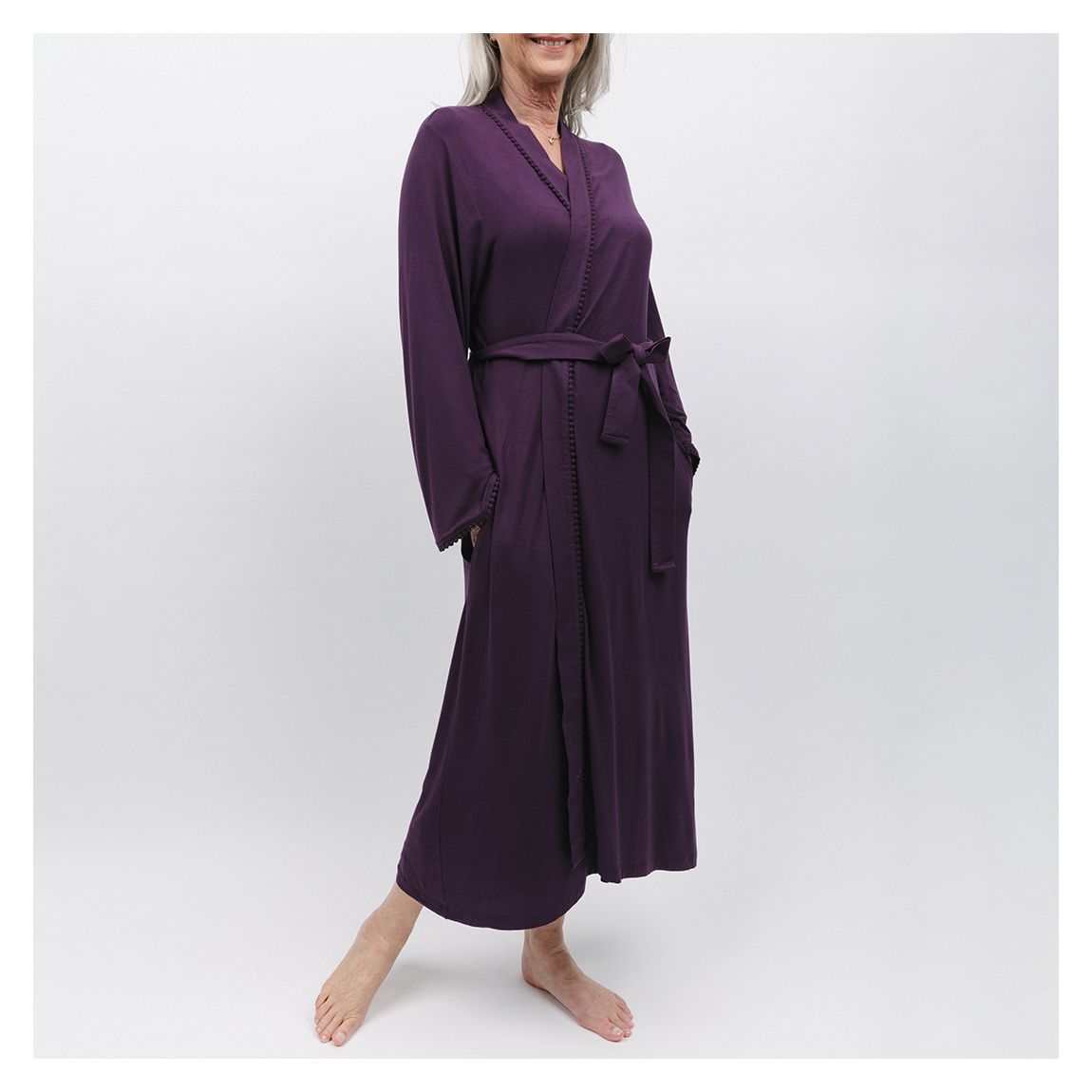 Berry Jersey Knit Long Dressing Gown main product photo