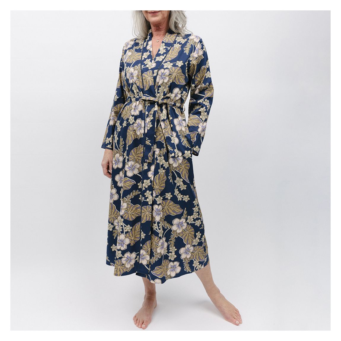 Multi Winnie Lace Trim Floral Print Long Dressing Gown main product photo