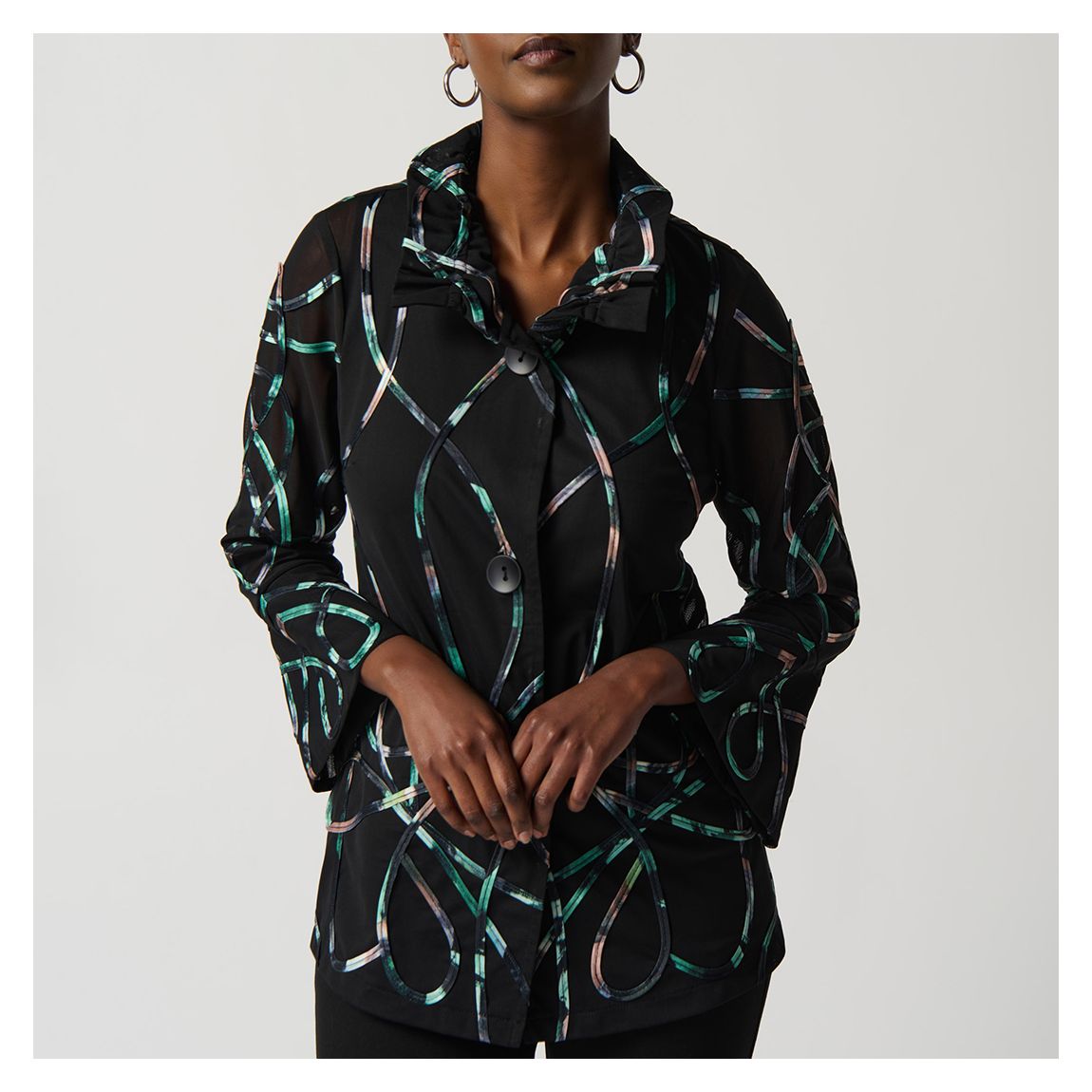 Black Printed Jacket main product photo