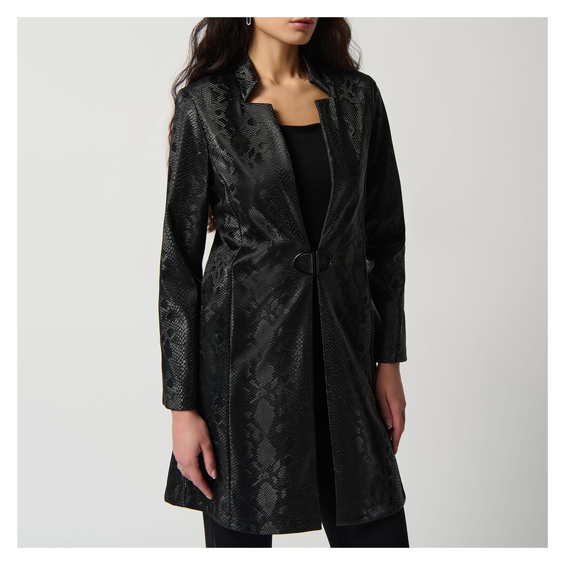 Black Animal Print Coat main product photo