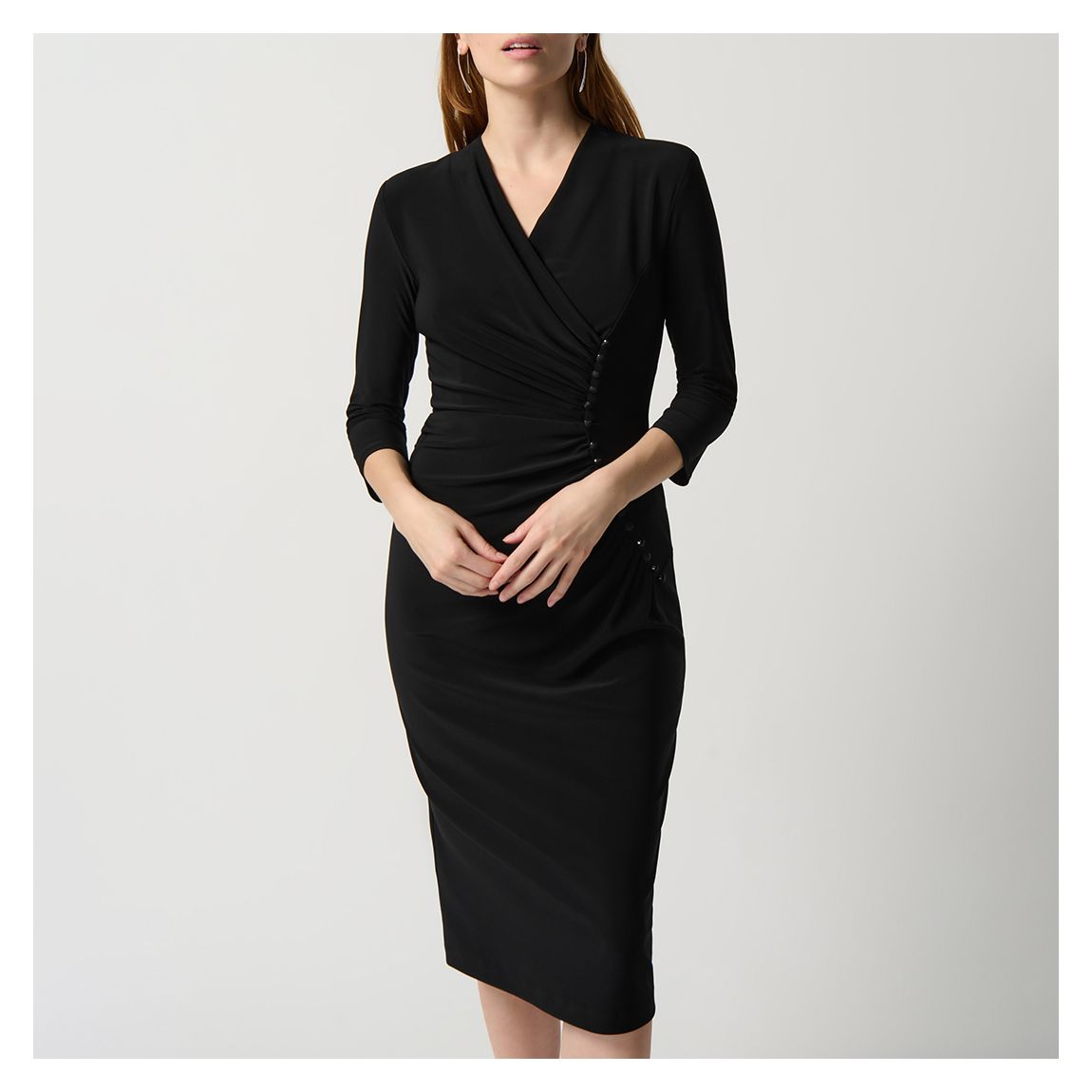 Black V-Neck Midi Dress main product photo
