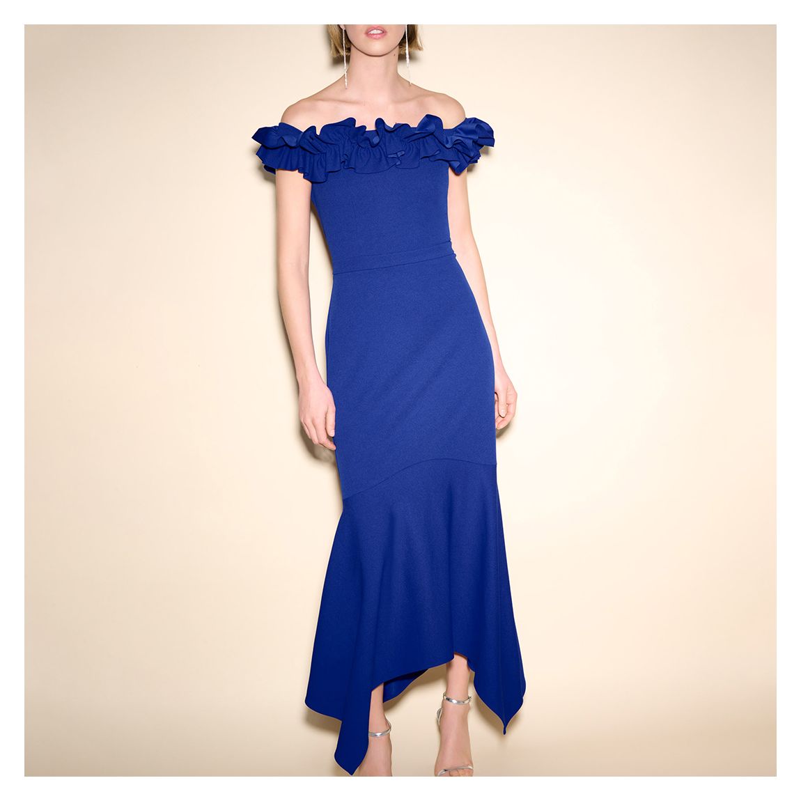 Blue Off Shoulder Midi Dress main product photo
