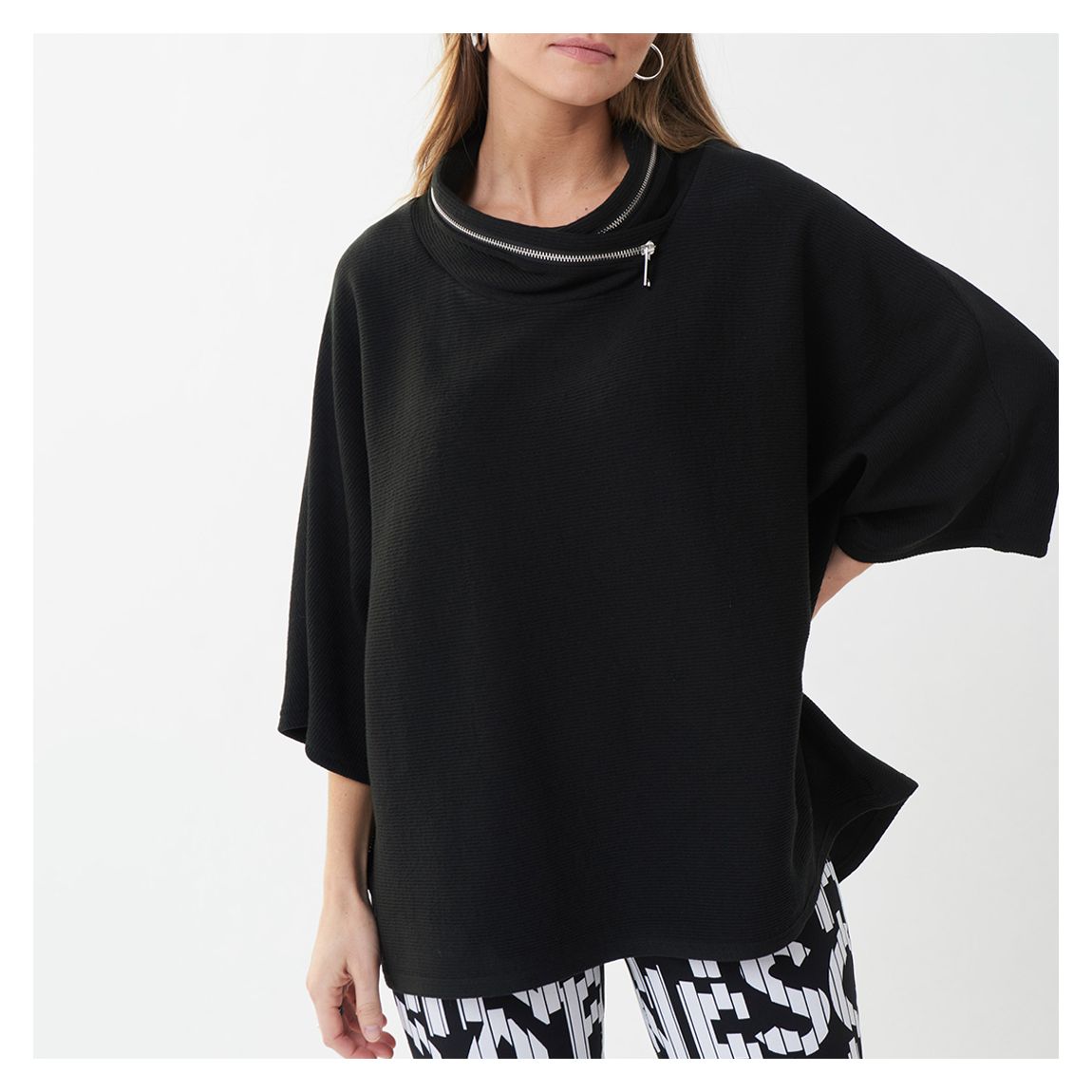 Black Zip Collar Blouse main product photo