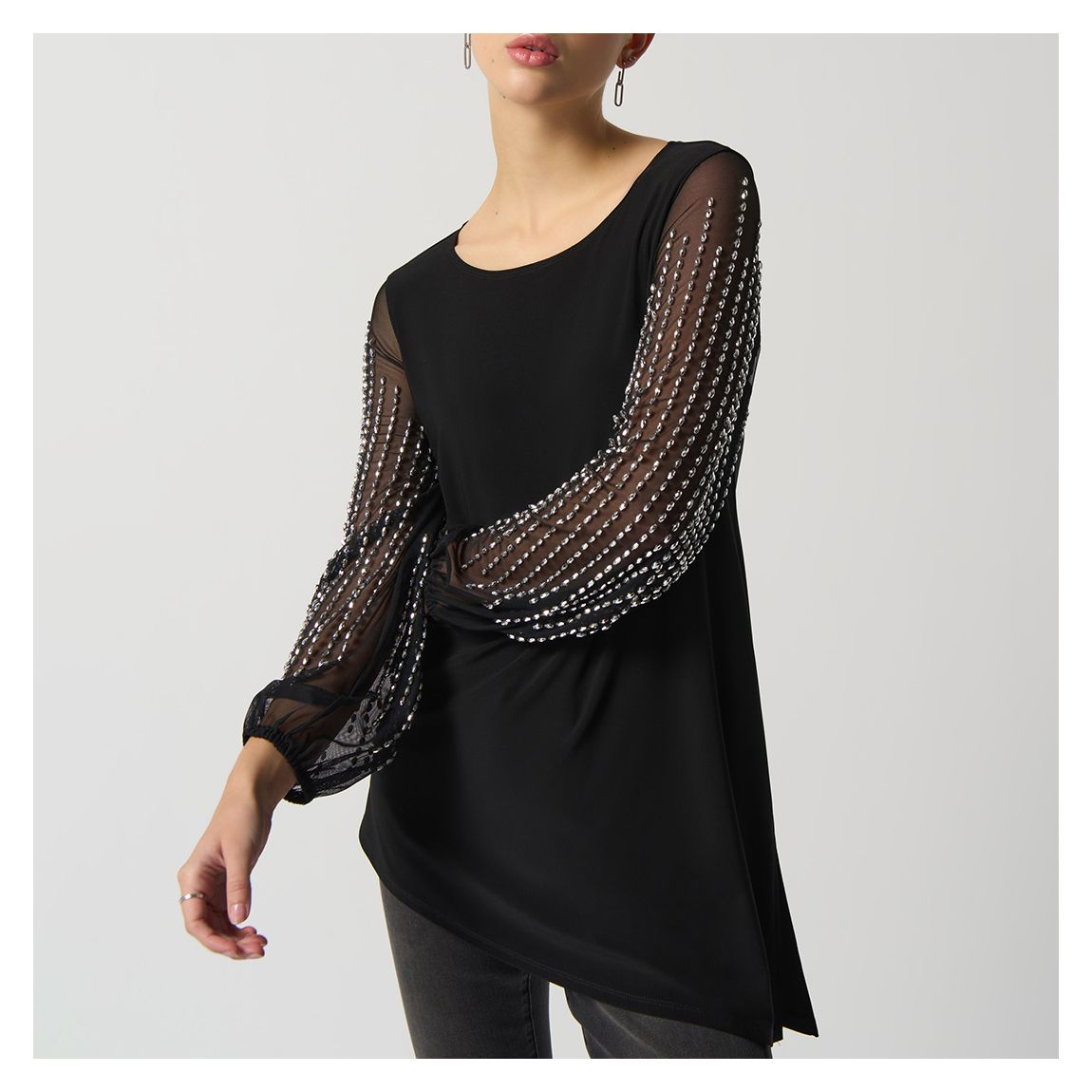 Black Asymmetrical Beaded Blouse main product photo