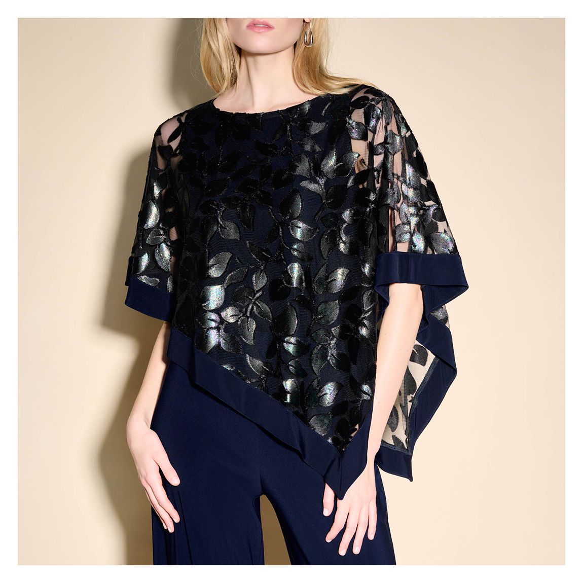 Navy Asymmetrical Layered Blouse main product photo