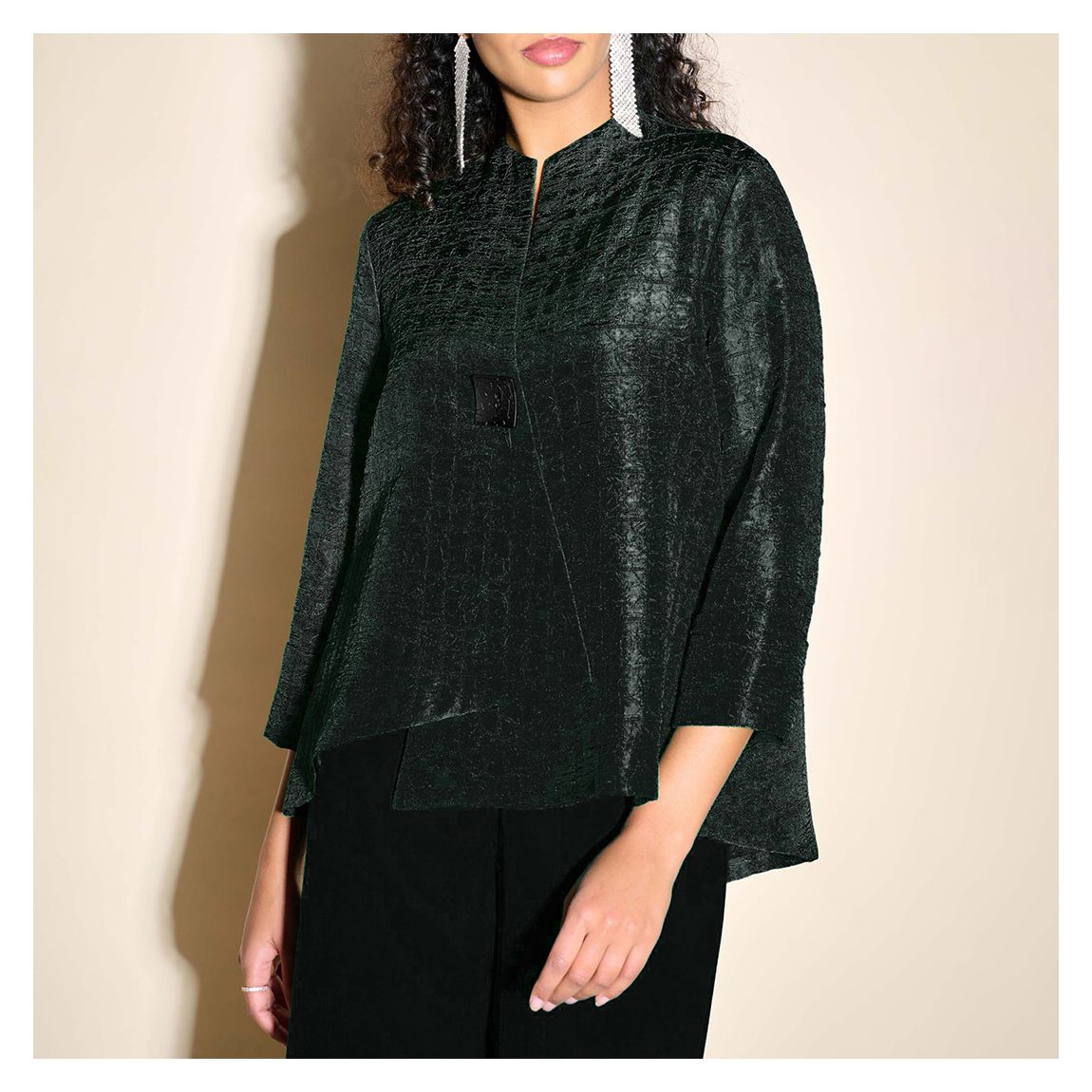 Black Mock Neck Swing Jacket main product photo