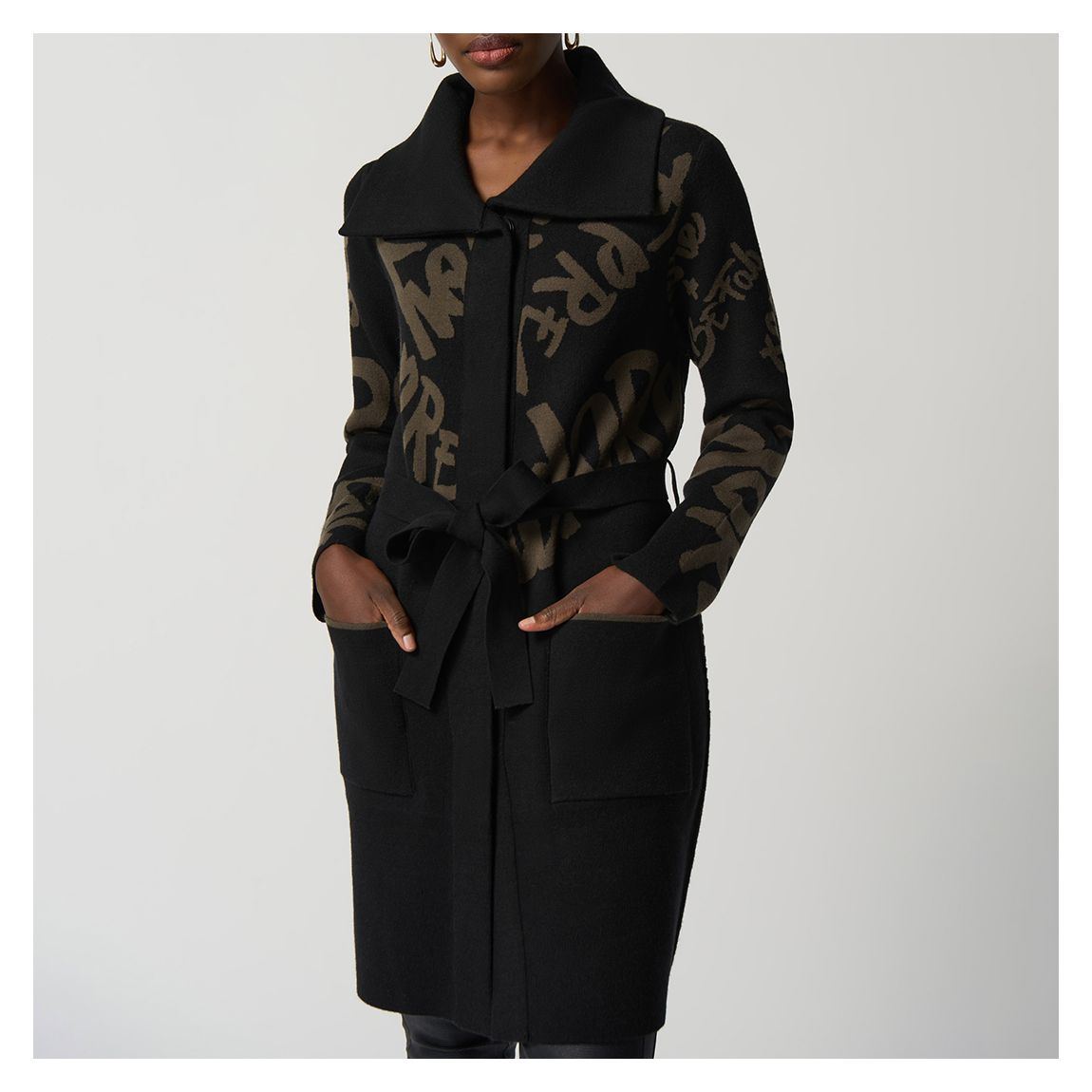 Black Belted Wrap Coat main product photo