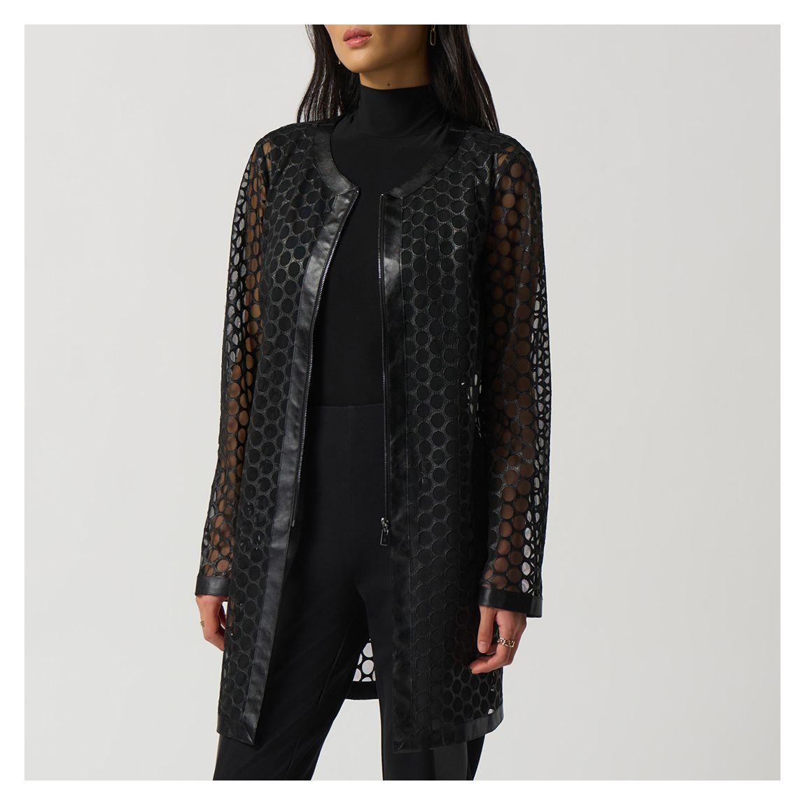Black Longline Holed Jacket main product photo