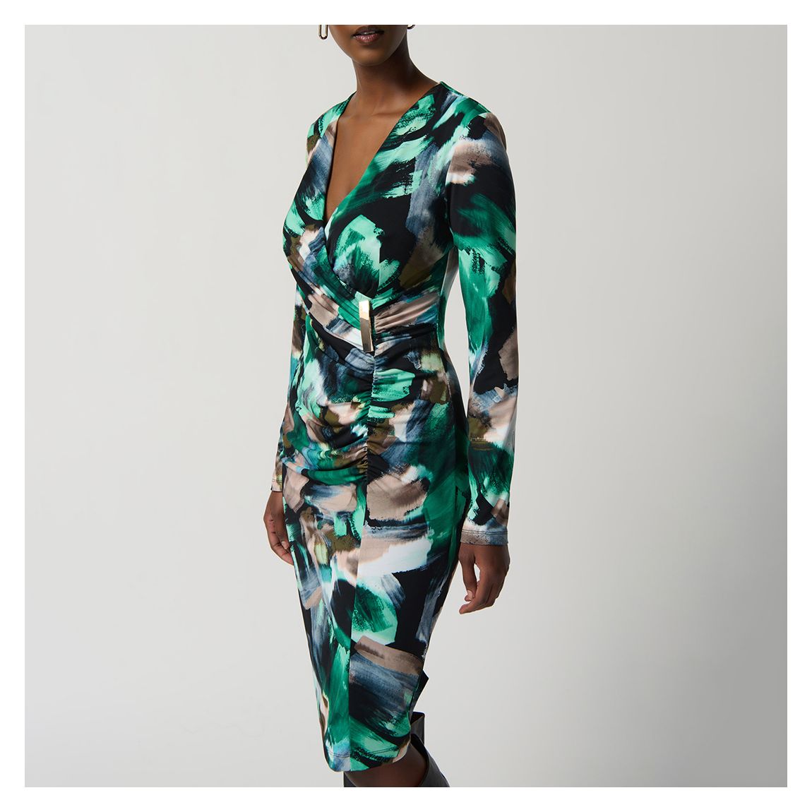 Green and Black Wrap Dress main product photo
