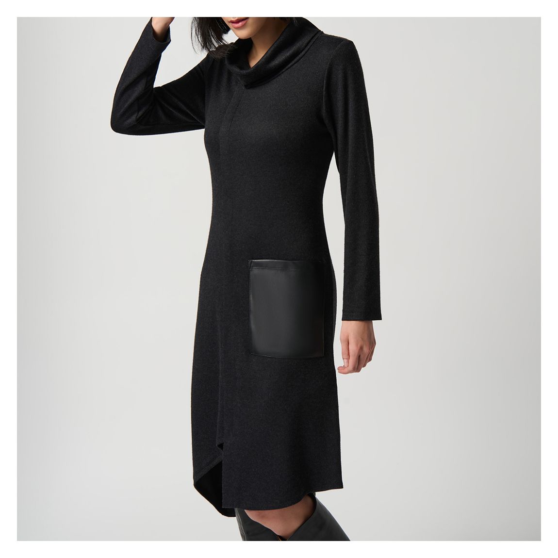 Black Asymmetrical Sweater Dress main product photo