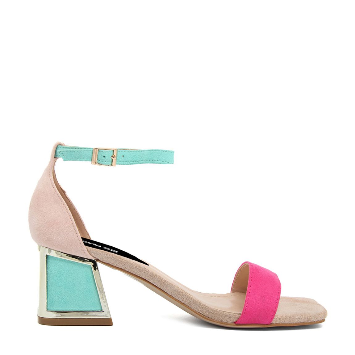 Pink/Blue Ankle Buckle Heeled Sandals main product photo