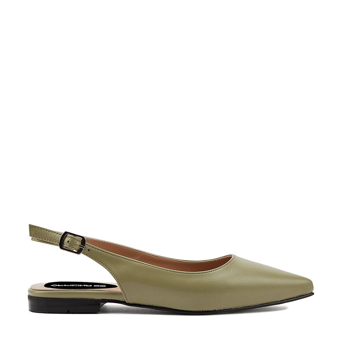 Mint Leather Back Buckle Flat Shoes main product photo