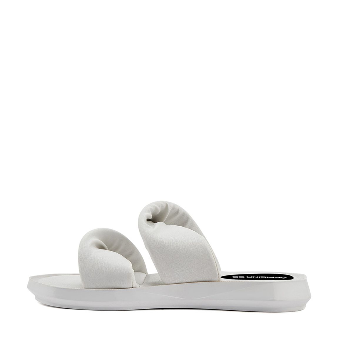 White Leather Double Strap Flat Sandals main product photo