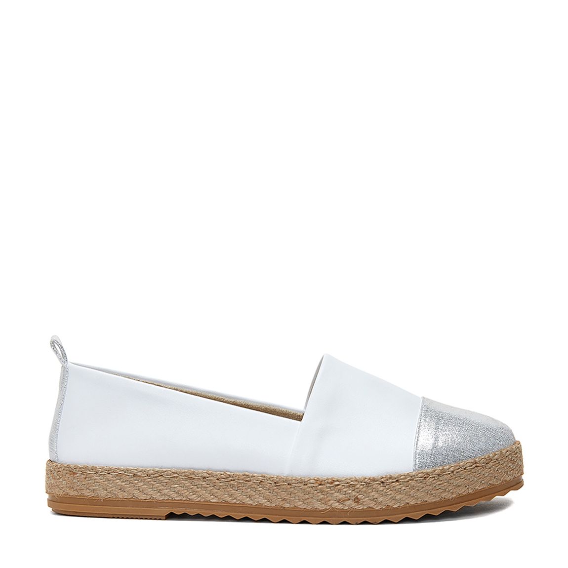 White/Silver Flatform Slip On Espadrilles main product photo