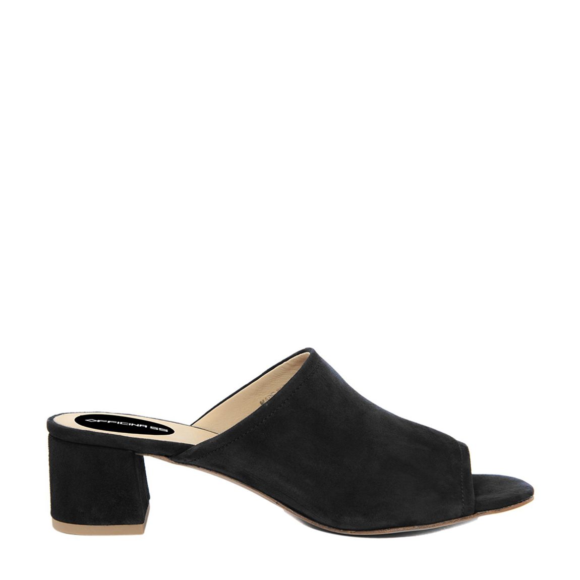 Black Suede Heeled Mule Sandals main product photo