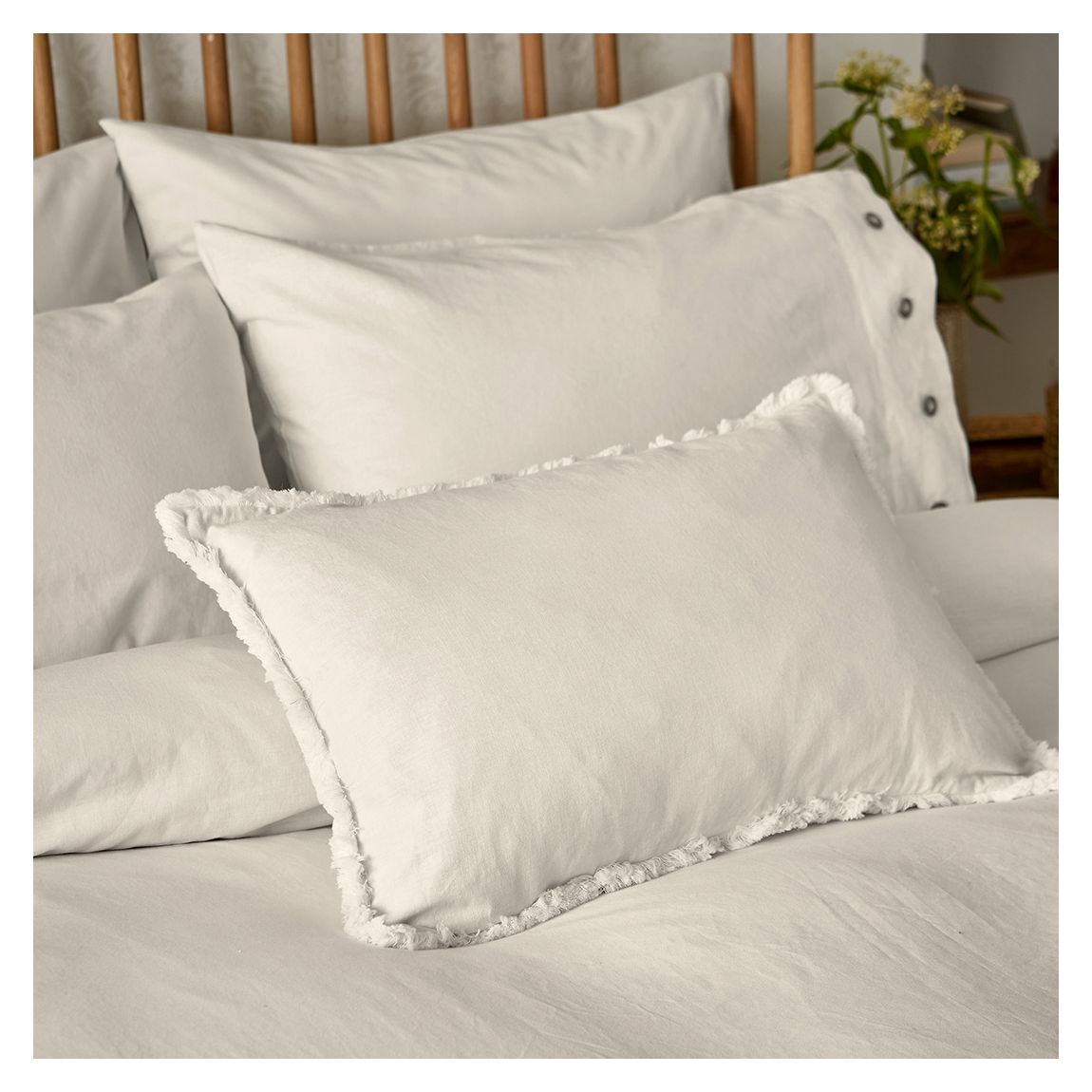 Pure Linen Cotton, Cushion 60X40cm, White main product photo