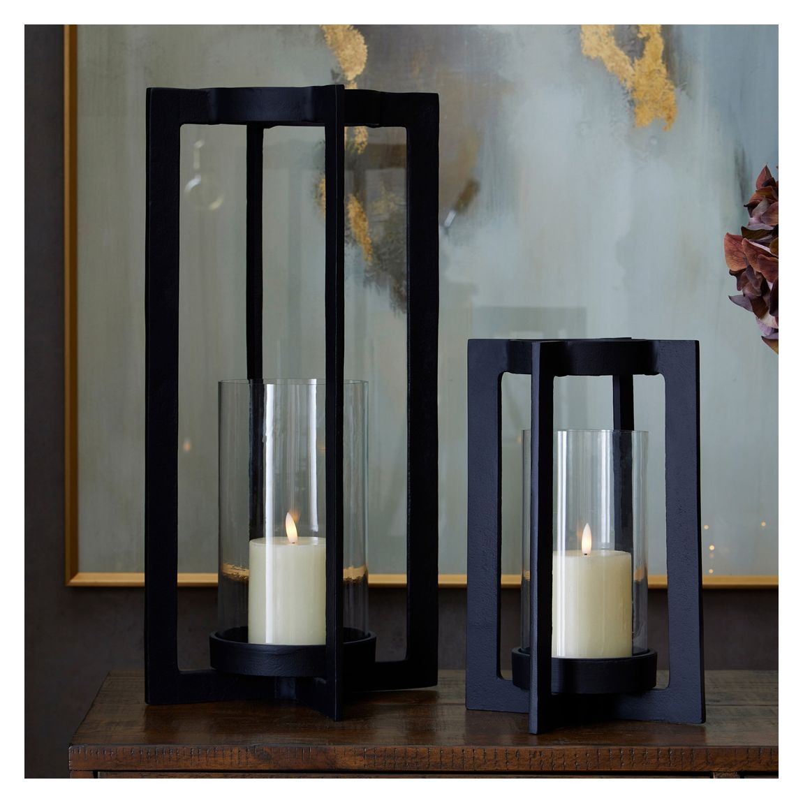 Tall Black Hurricane Lantern main product photo