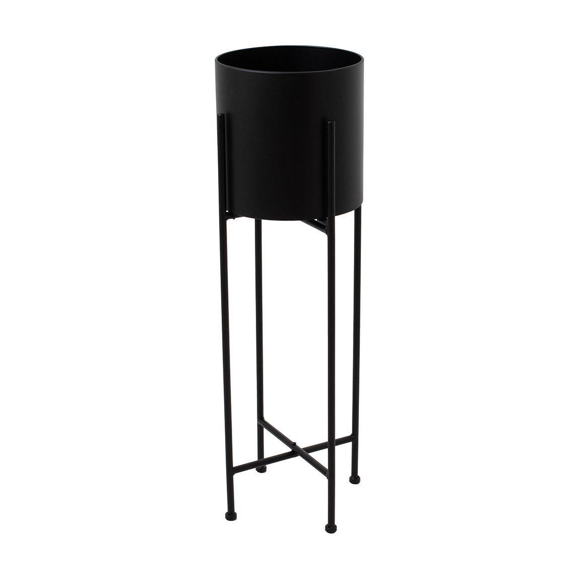 Large Matt Black Cylindrical Planter On Black Frame main product photo