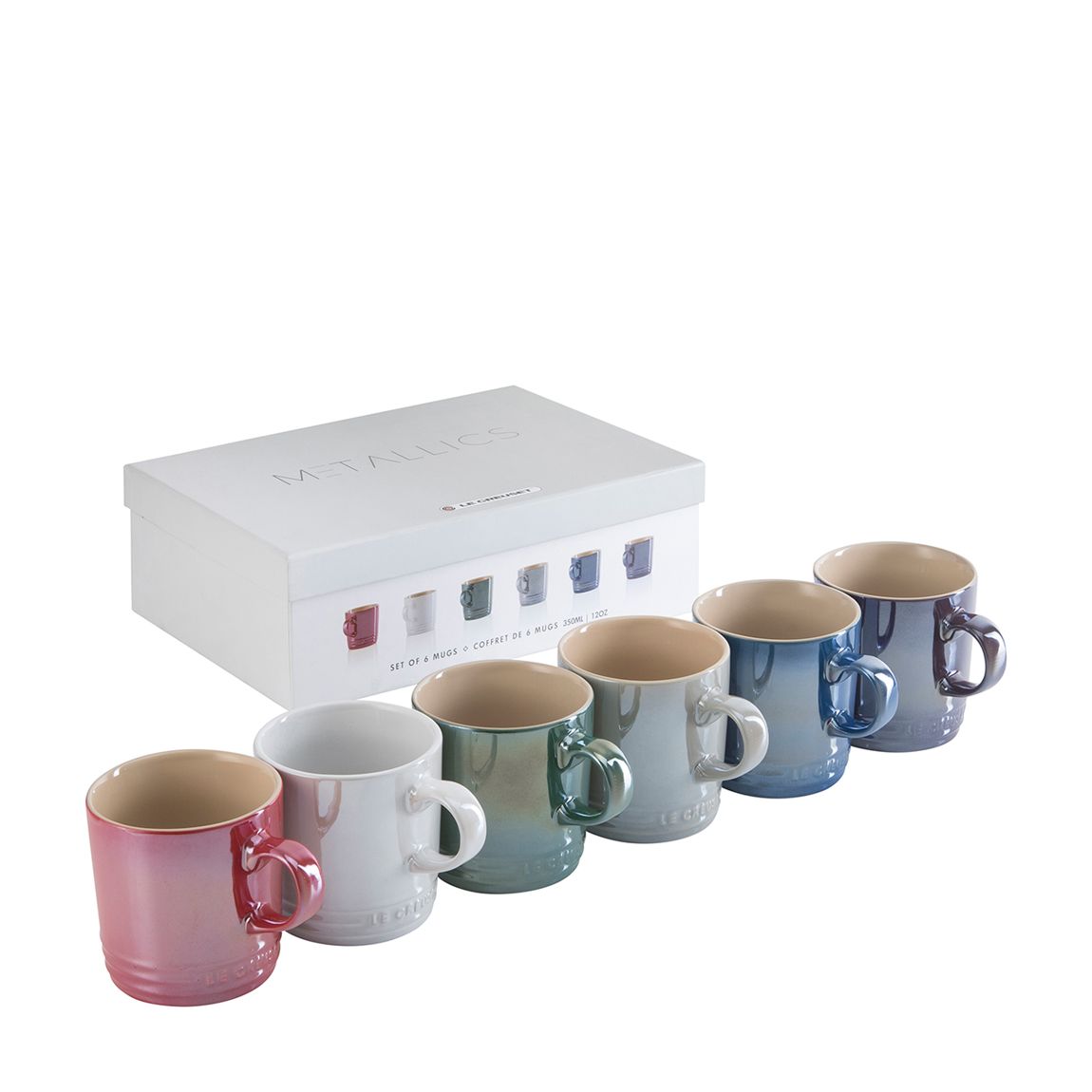 Set of 6 Rainbow Metallic Pastel Mugs 380ml main product photo