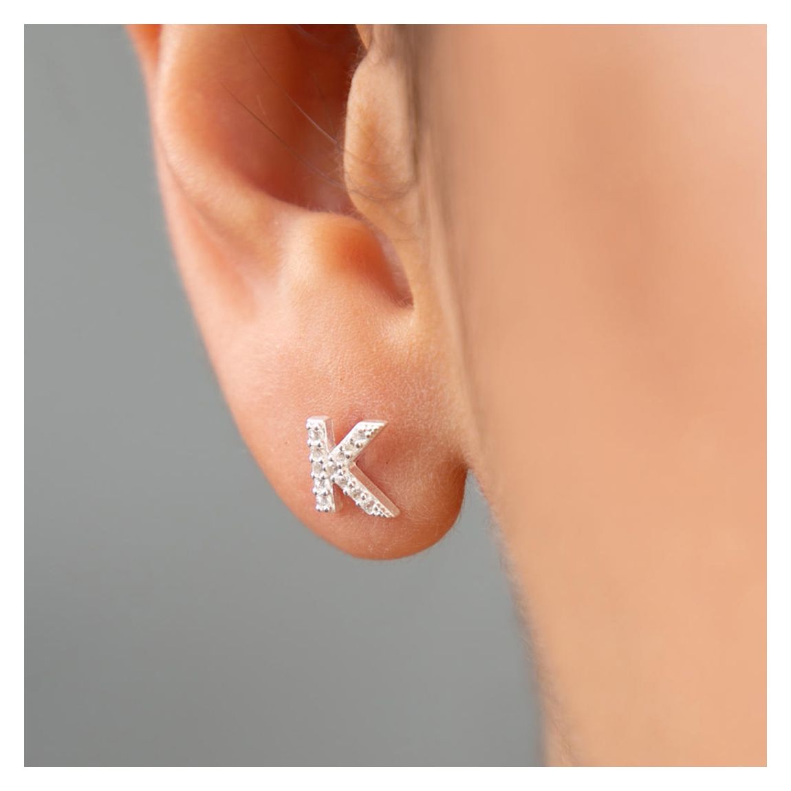 Silver "K" Earring main product photo
