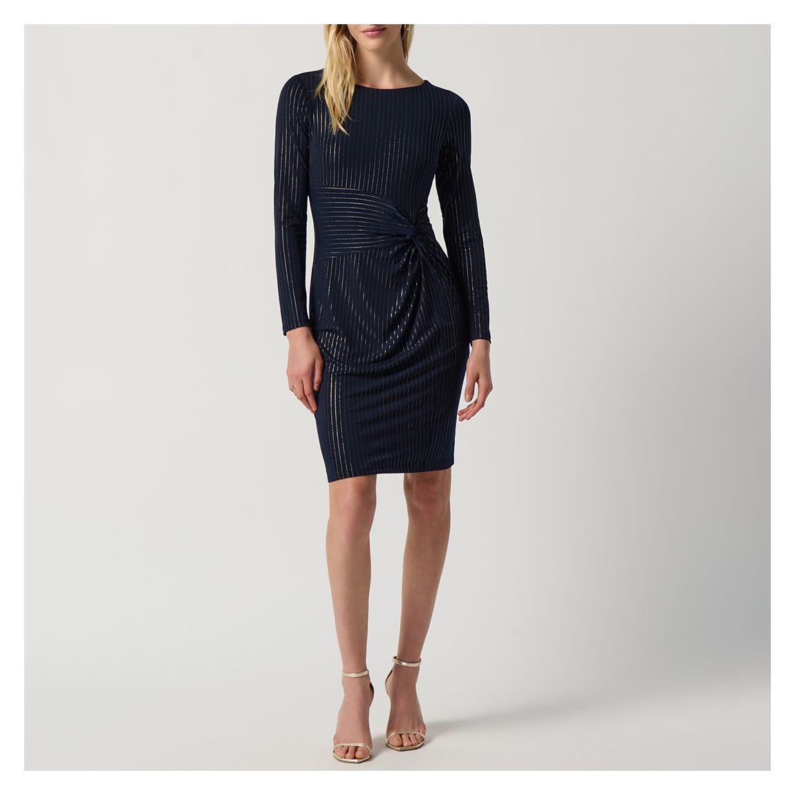 Navy and Gold Long Sleeve Fitted Dress main product photo