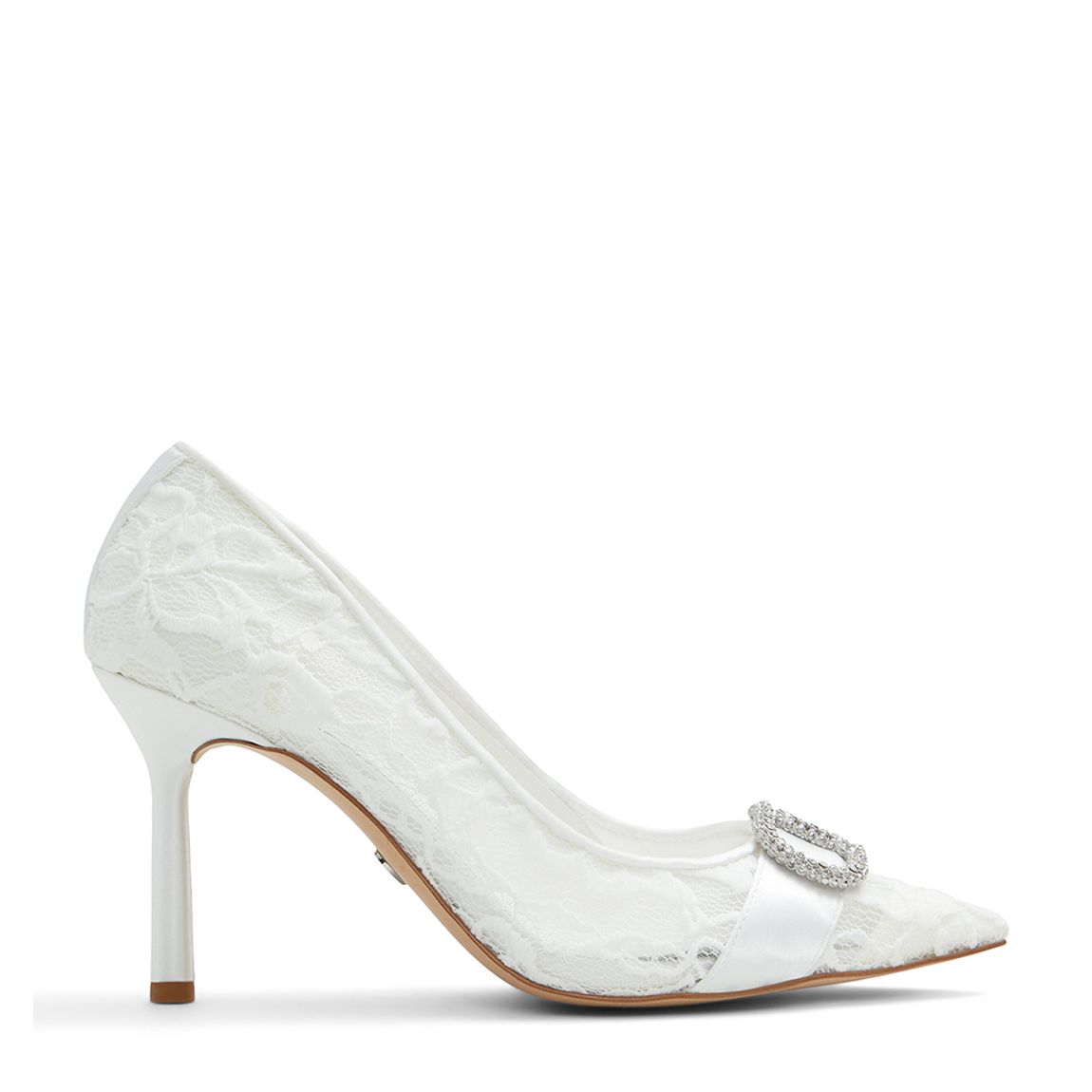 White Cavetta Lace Heeled Shoes main product photo