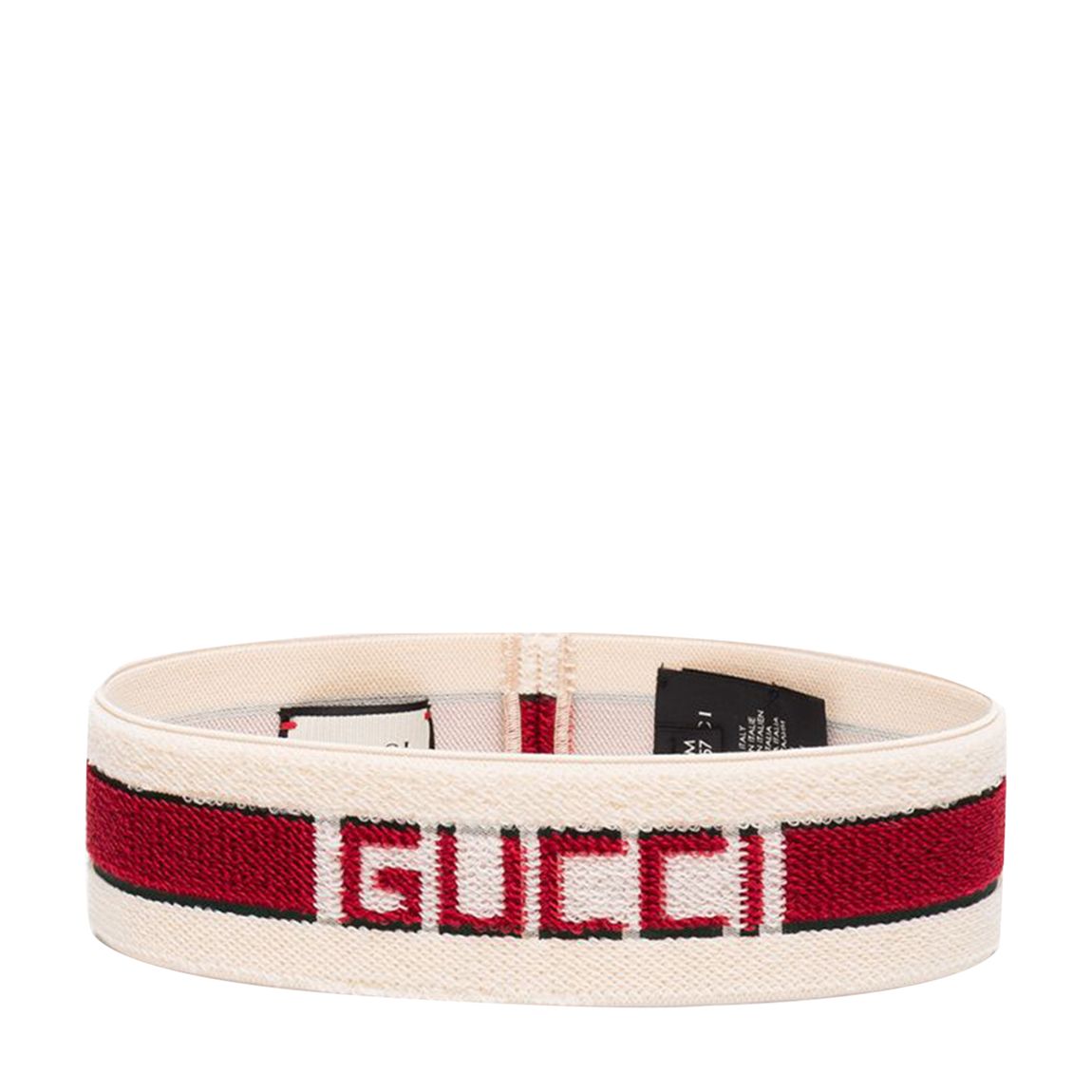 Gucci Red And White Elastic Logo Stripe Headband main product photo