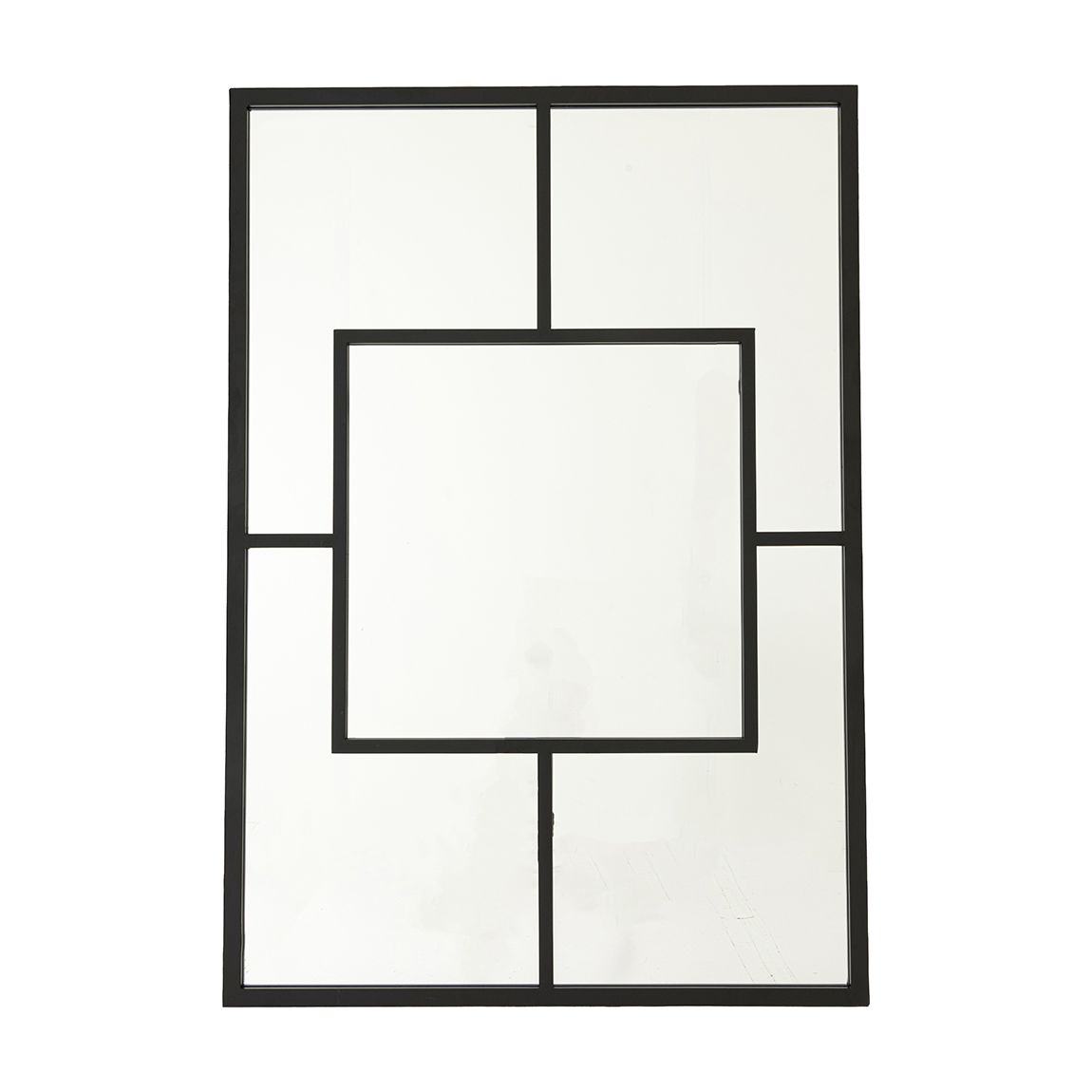 Black Multi Paned Patterned Window Mirror main product photo