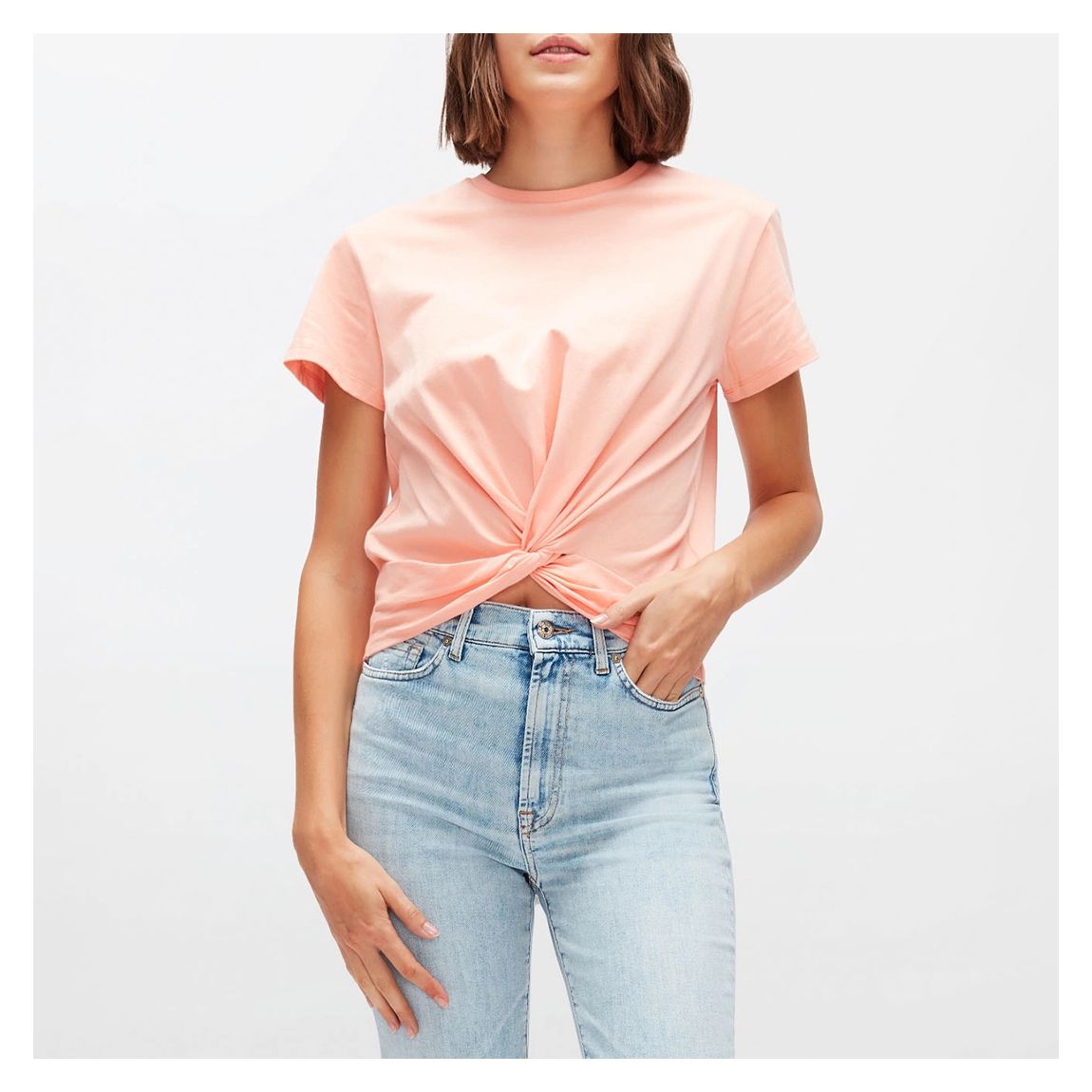 Pale Pink Knotted Cotton Top main product photo