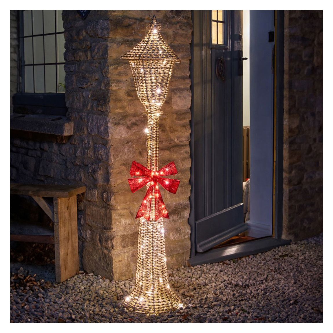 1.5m GlitterTwist Light-Up Christmas Lamp Post , Gold main product photo